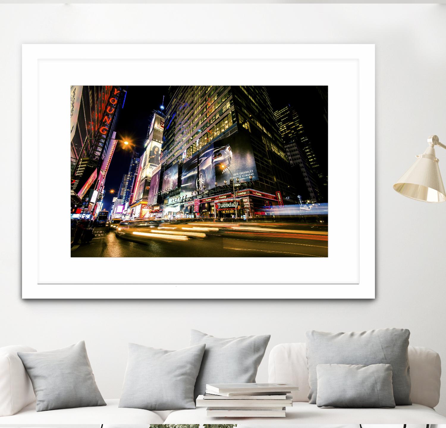 Times Square Rays of Light VI by Guilliame Gaudet on GIANT ART - yellow city scene