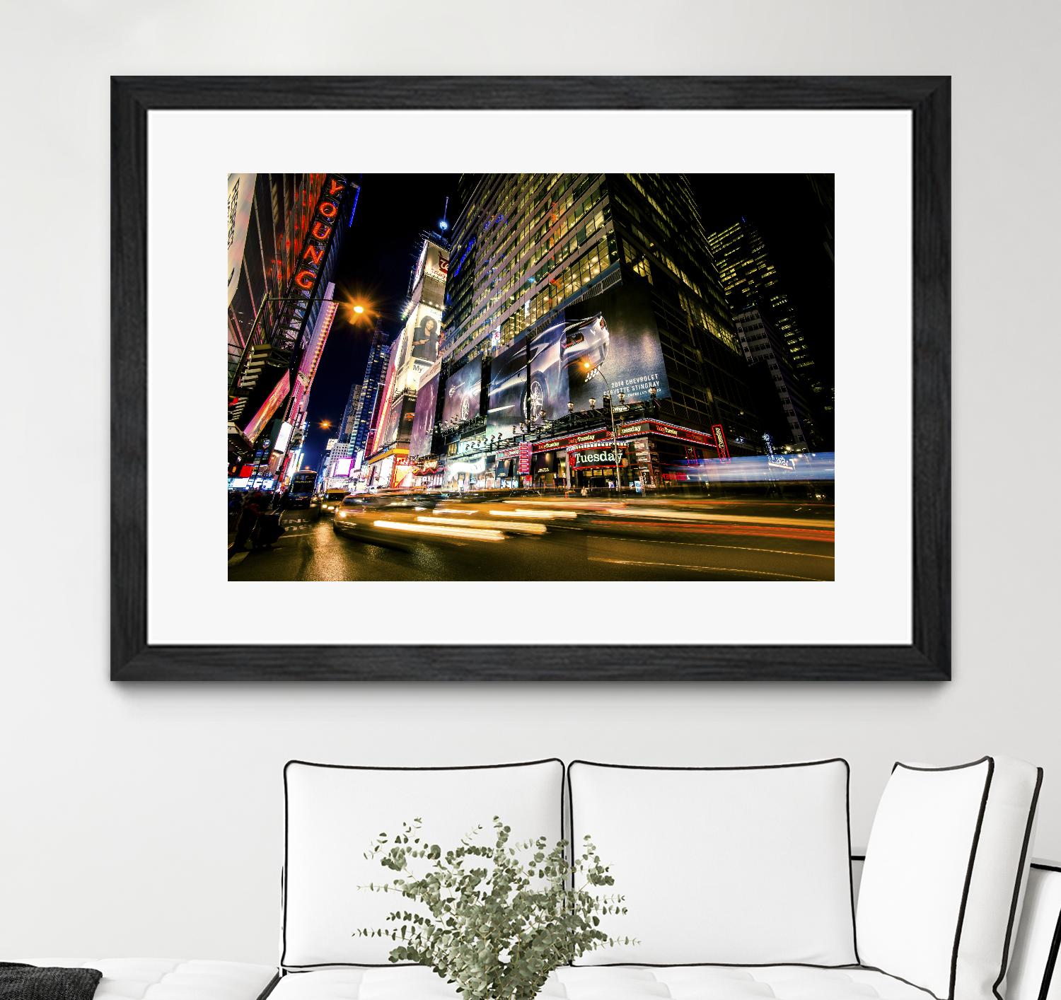 Times Square Rays of Light VI by Guilliame Gaudet on GIANT ART - yellow city scene