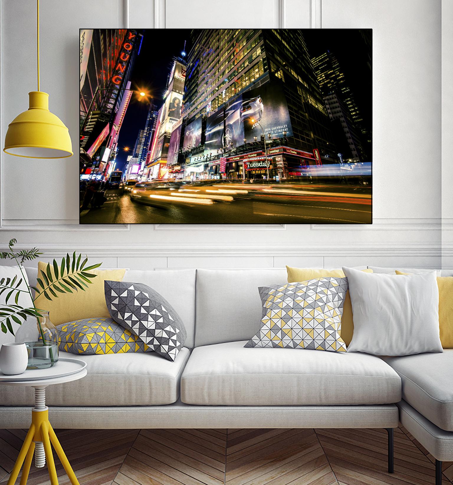 Times Square Rays of Light VI by Guilliame Gaudet on GIANT ART - yellow city scene