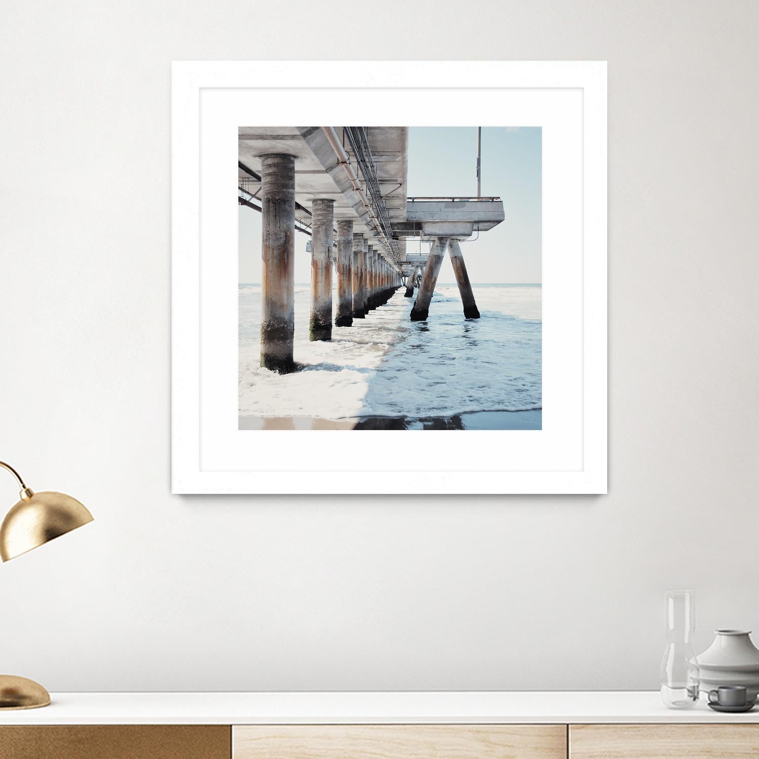 Under the Pier I by Natasia Cook on GIANT ART - blue sea scene