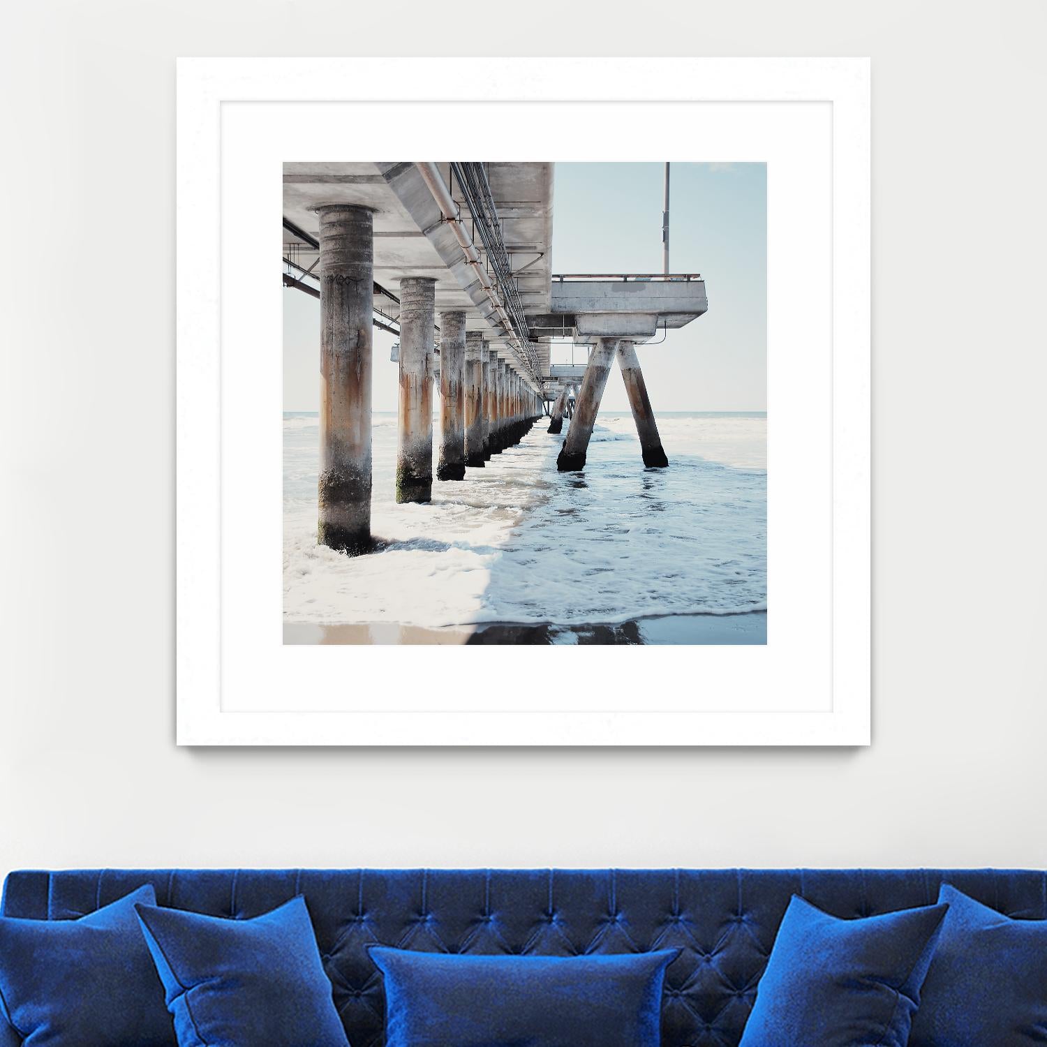 Under the Pier I by Natasia Cook on GIANT ART - blue sea scene