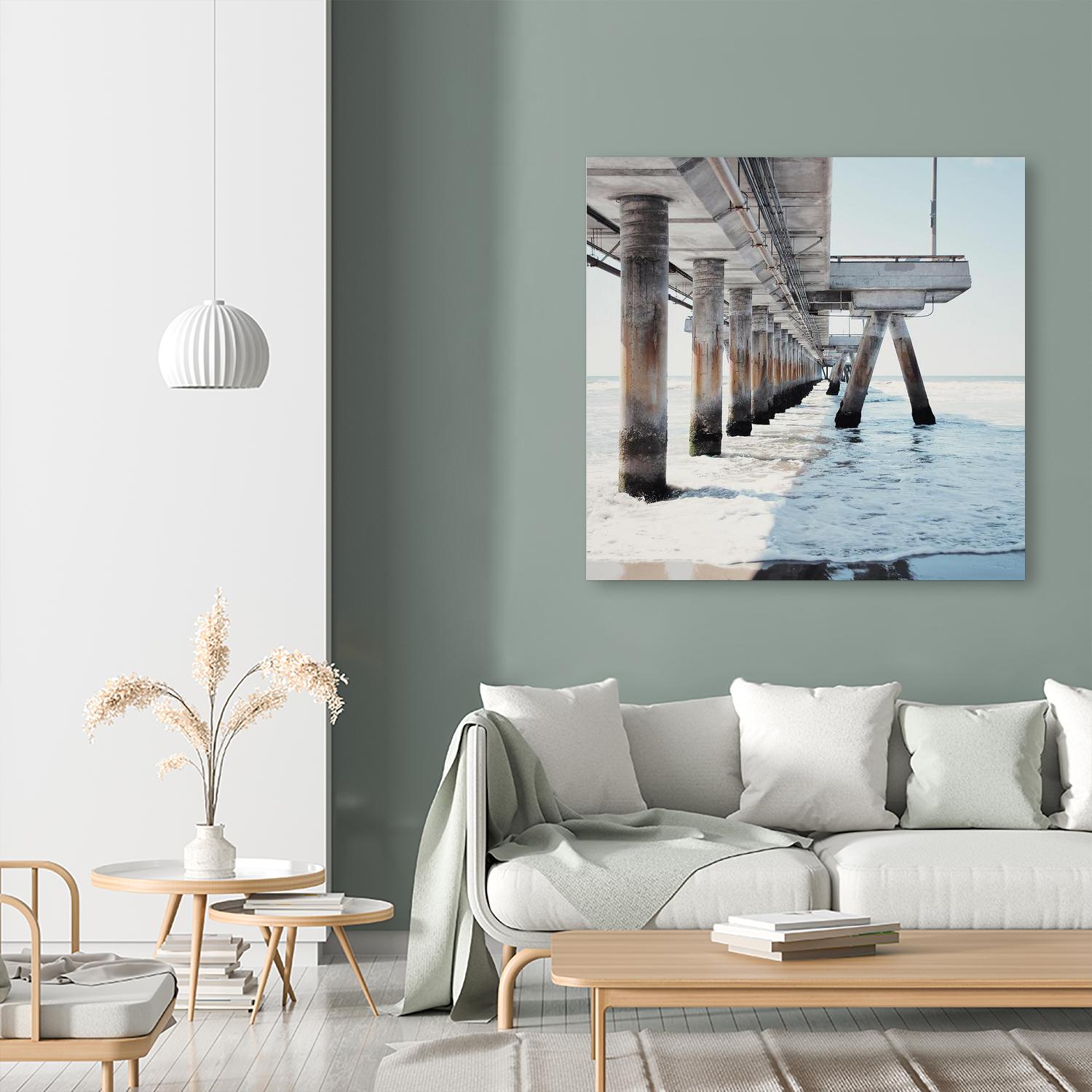 Under the Pier I by Natasia Cook on GIANT ART - blue sea scene