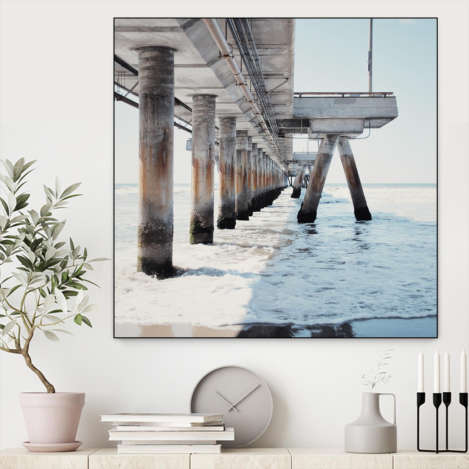 Under the Pier I by Natasia Cook on GIANT ART - blue sea scene
