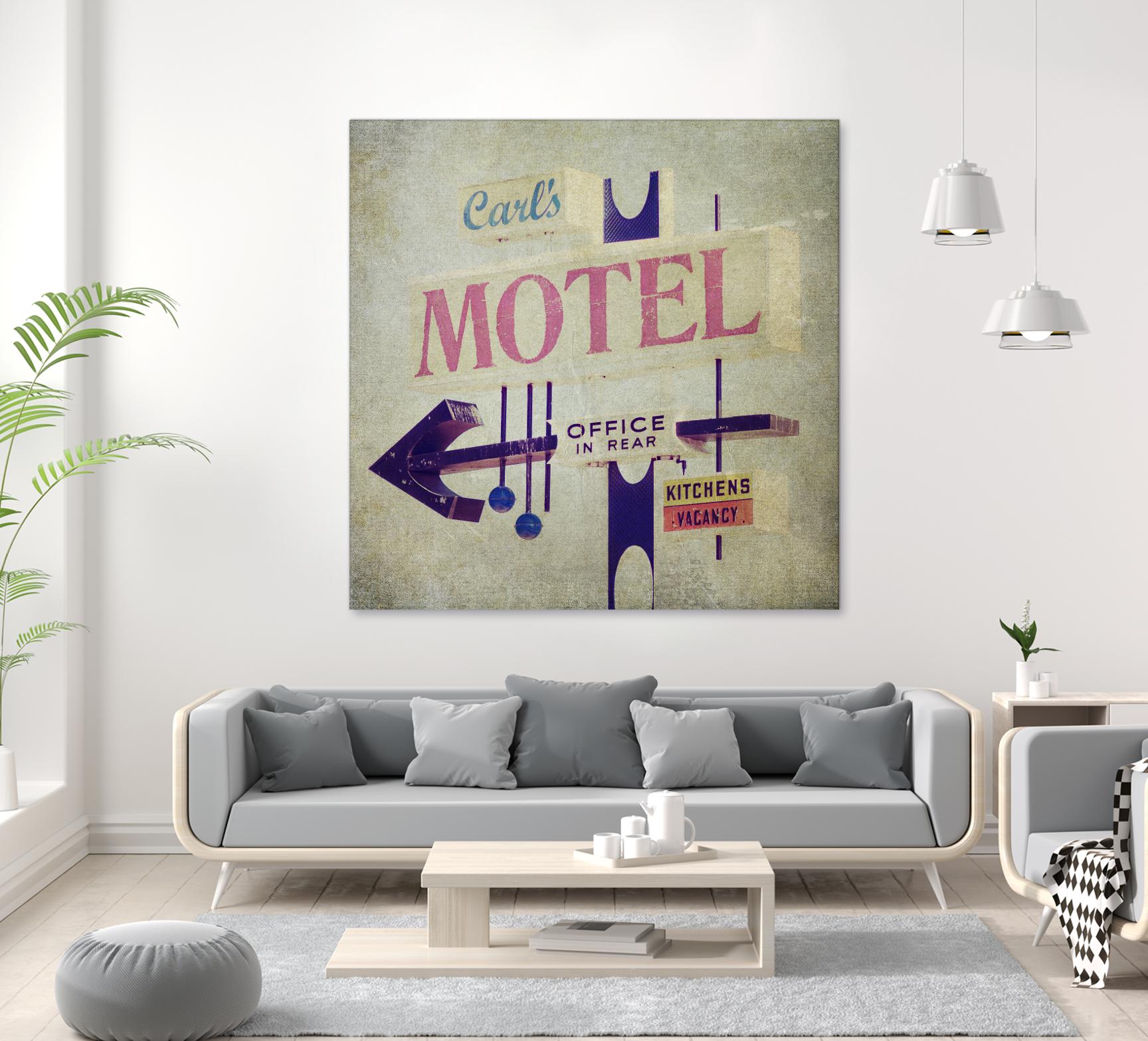 Carls Motel Sign by Honey Malek on GIANT ART - purple contemporary