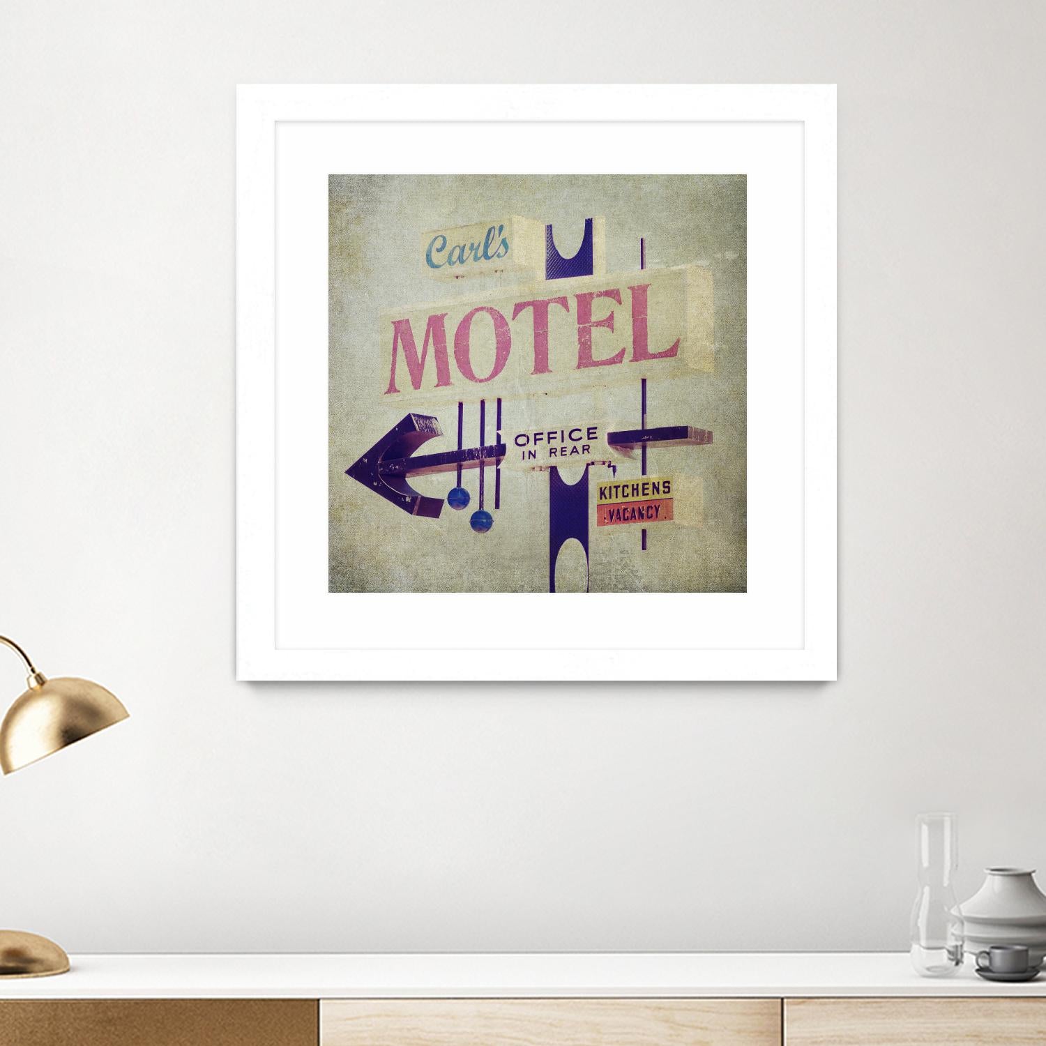 Carls Motel Sign by Honey Malek on GIANT ART - purple contemporary