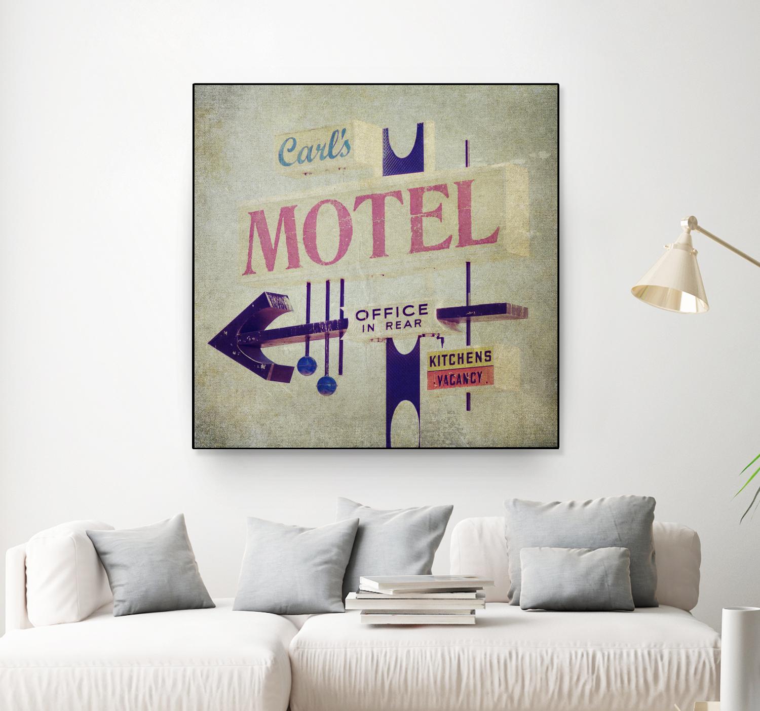 Carls Motel Sign by Honey Malek on GIANT ART - purple contemporary