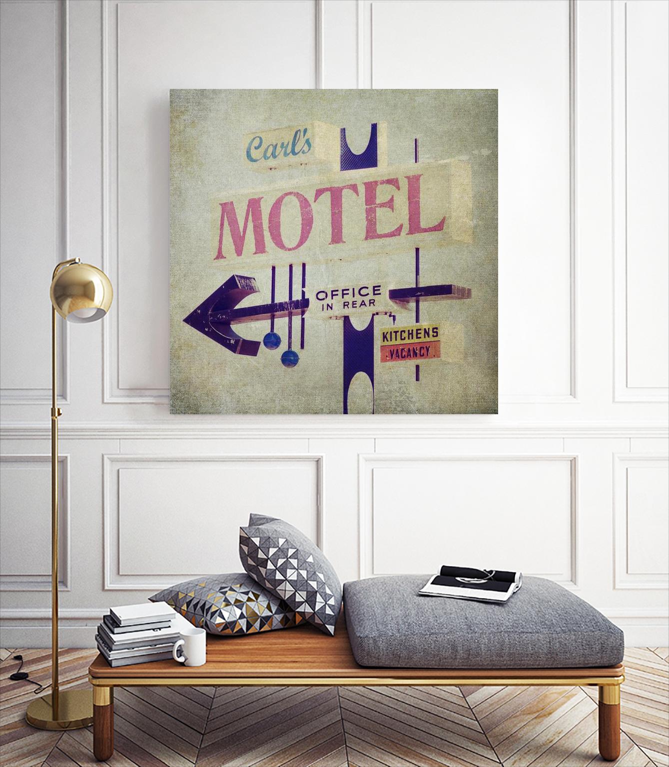 Carls Motel Sign by Honey Malek on GIANT ART - purple contemporary