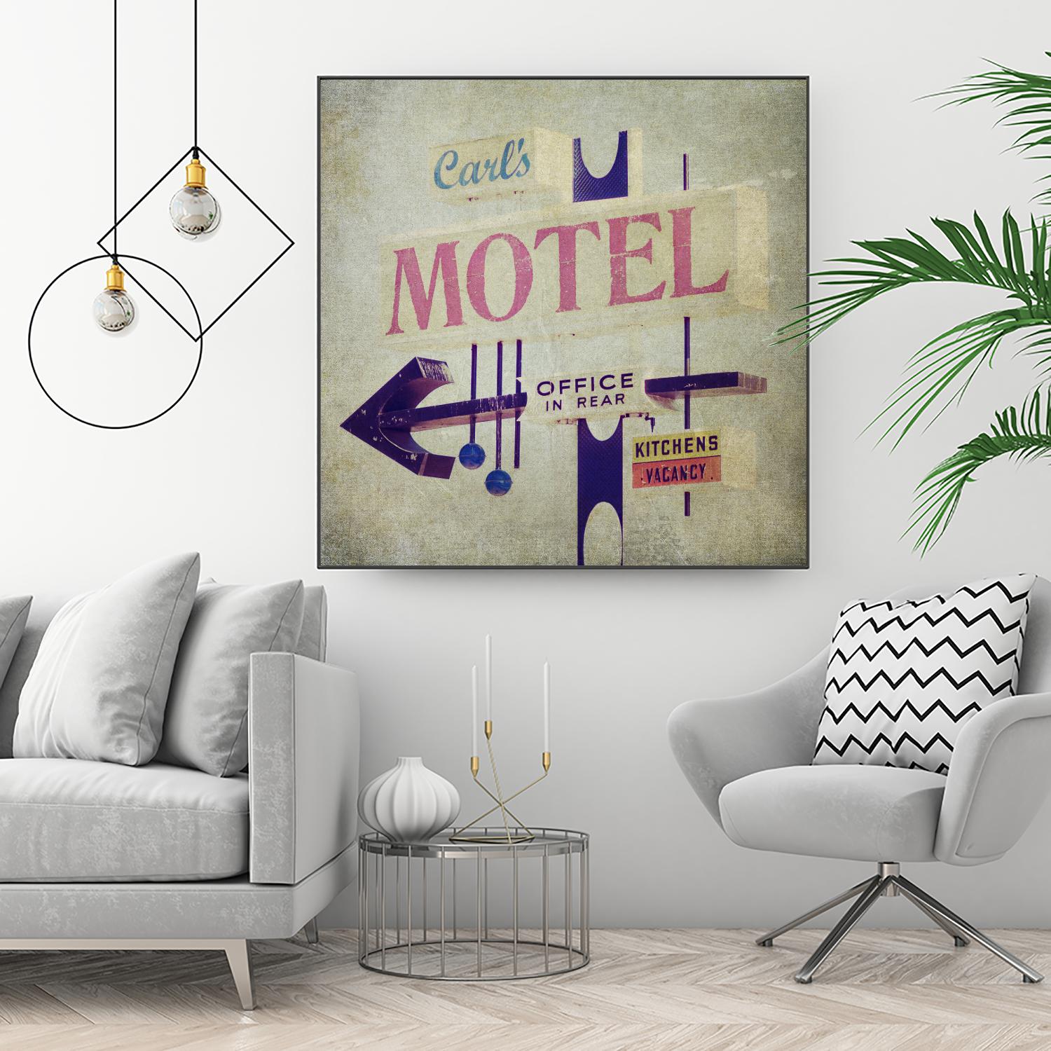 Carls Motel Sign by Honey Malek on GIANT ART - purple contemporary