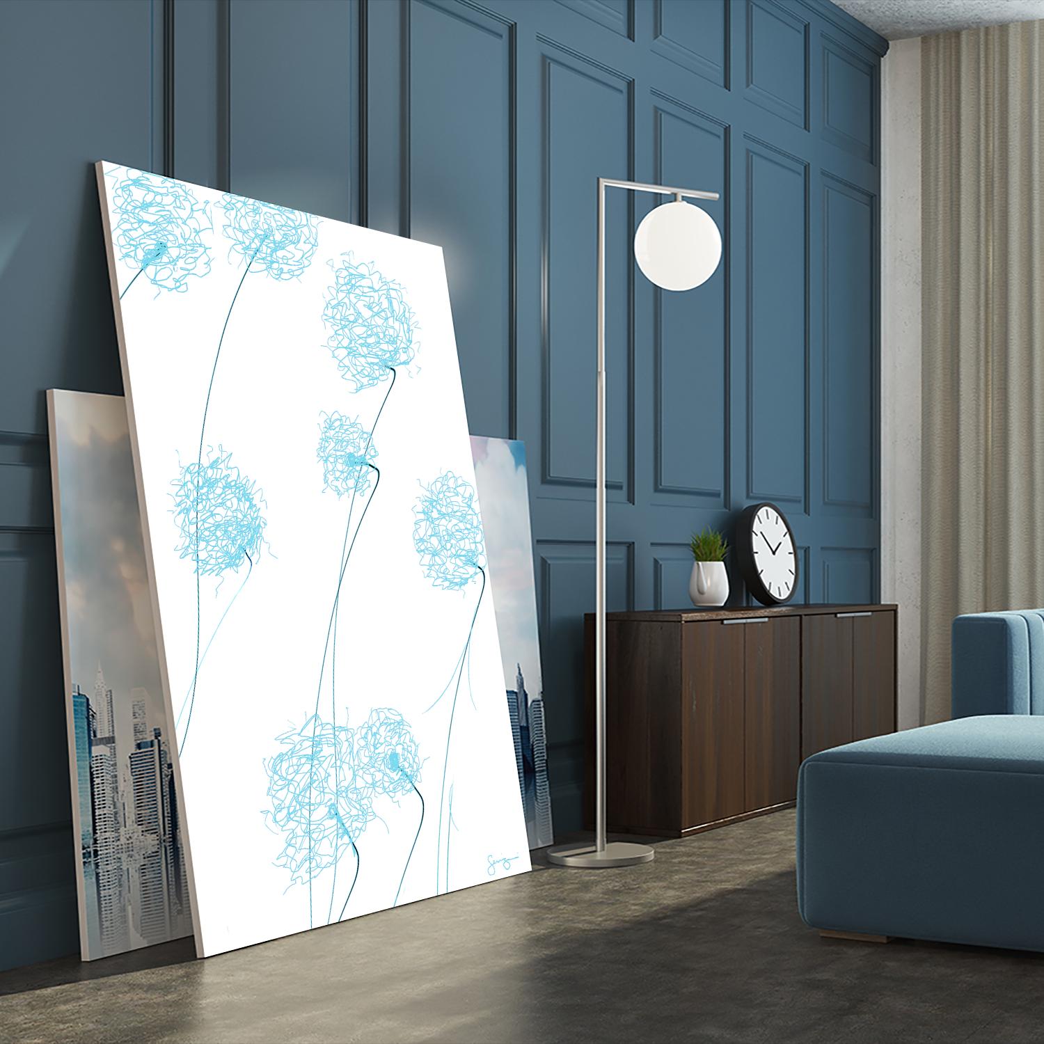 Day Flowers II by Joe Gemignani on GIANT ART - cyan abstract