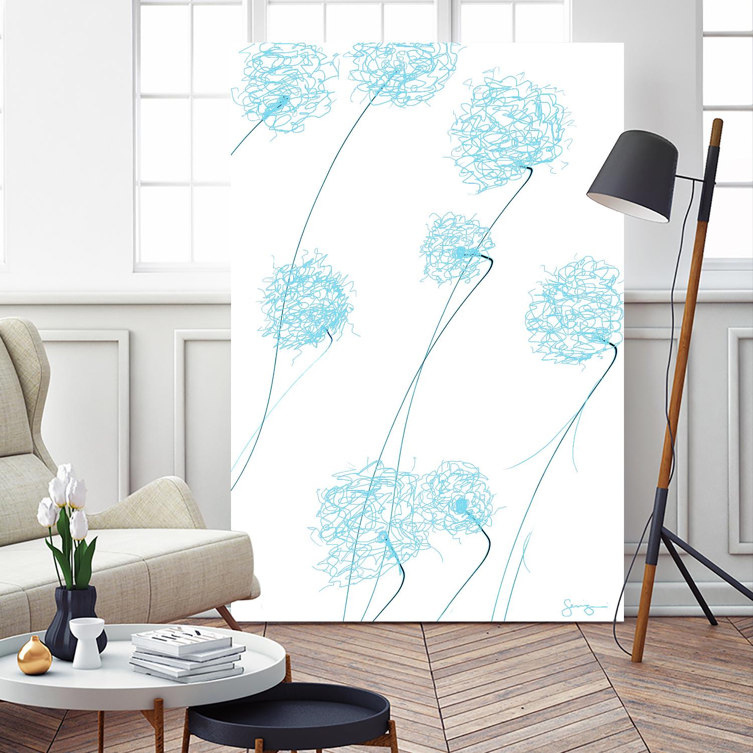 Day Flowers II by Joe Gemignani on GIANT ART - cyan abstract