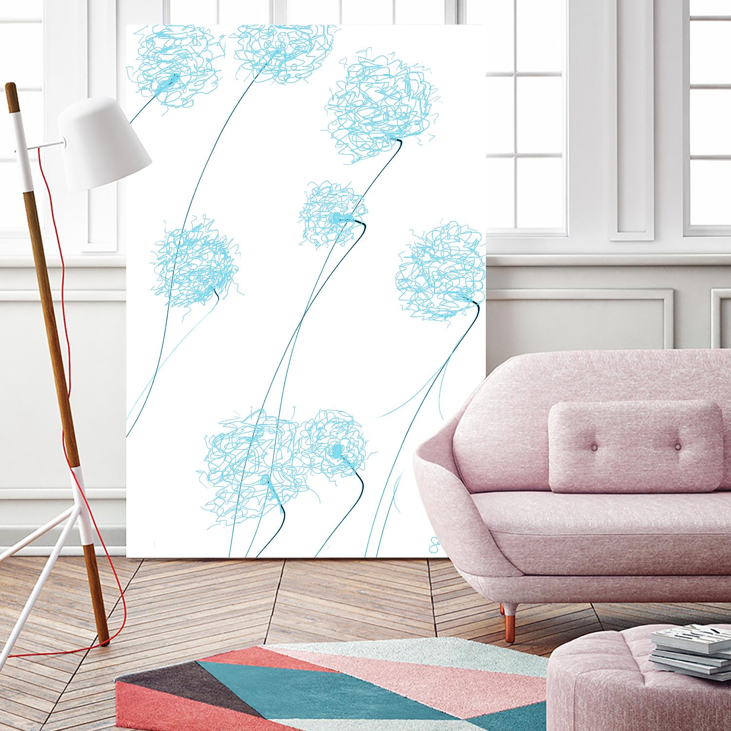 Day Flowers II by Joe Gemignani on GIANT ART - cyan abstract