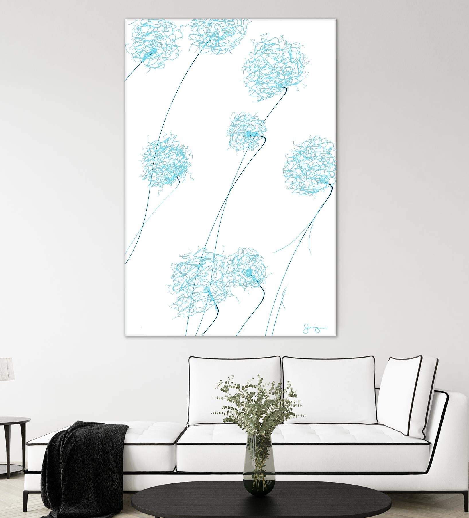 Day Flowers II by Joe Gemignani on GIANT ART - cyan abstract