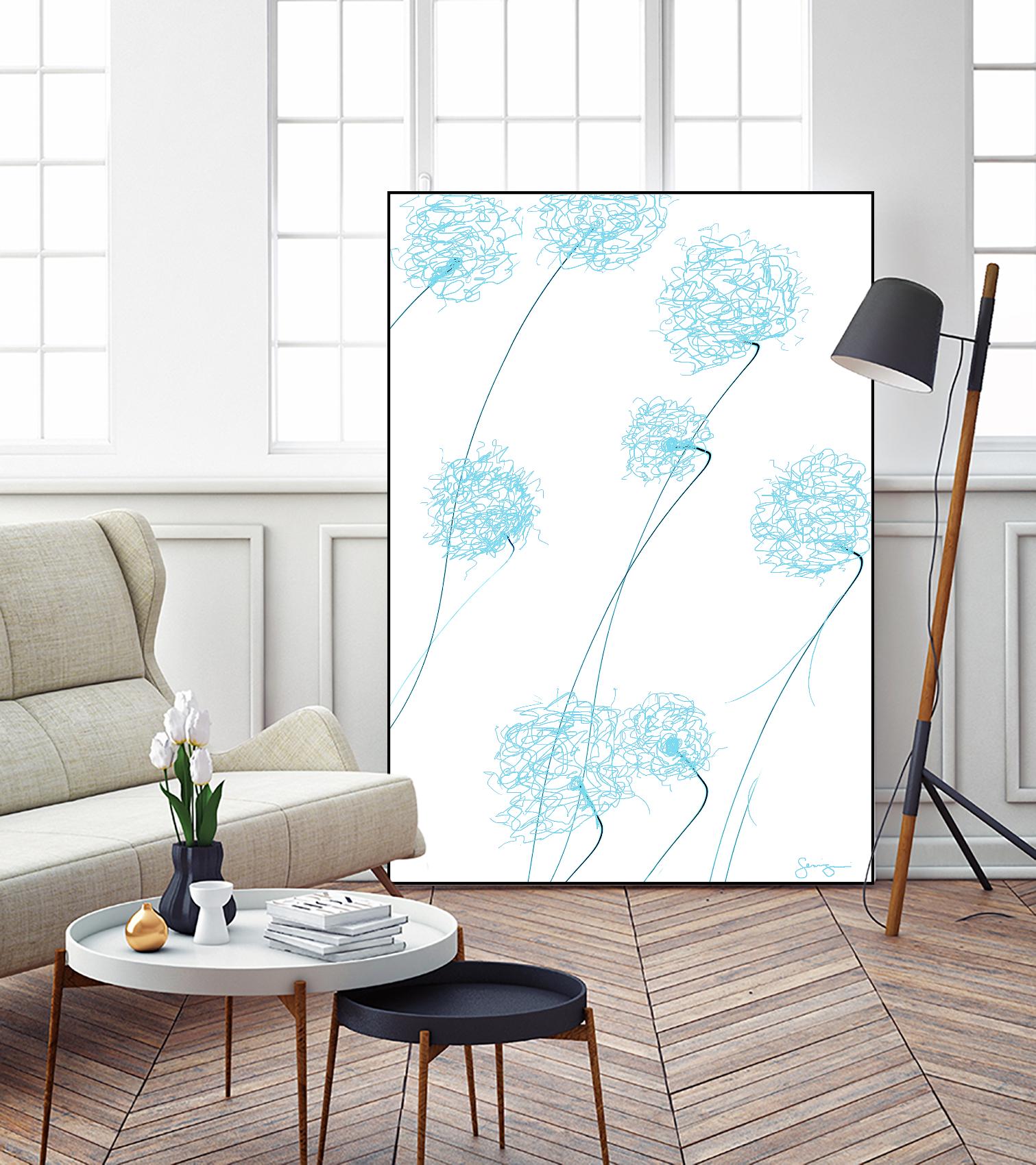 Day Flowers II by Joe Gemignani on GIANT ART - cyan abstract