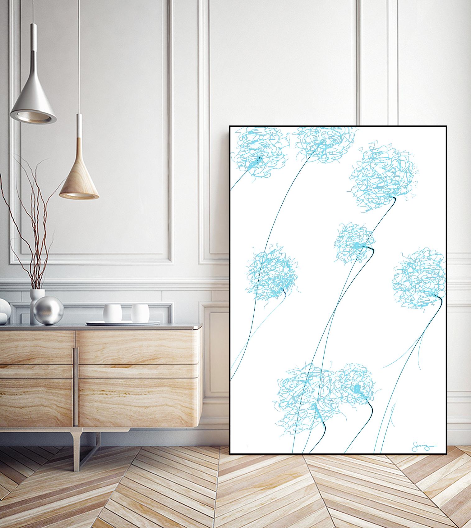 Day Flowers II by Joe Gemignani on GIANT ART - cyan abstract