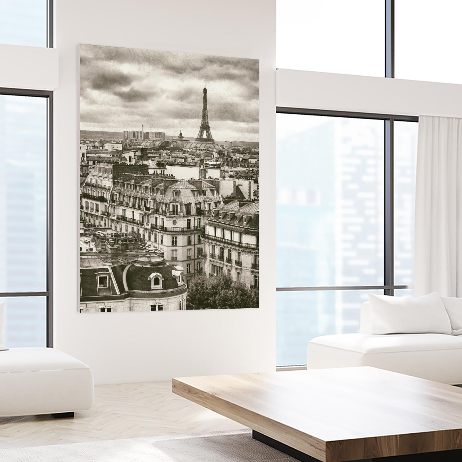 Rooftops and Eiffel by Jody Stuart on GIANT ART - white city scene