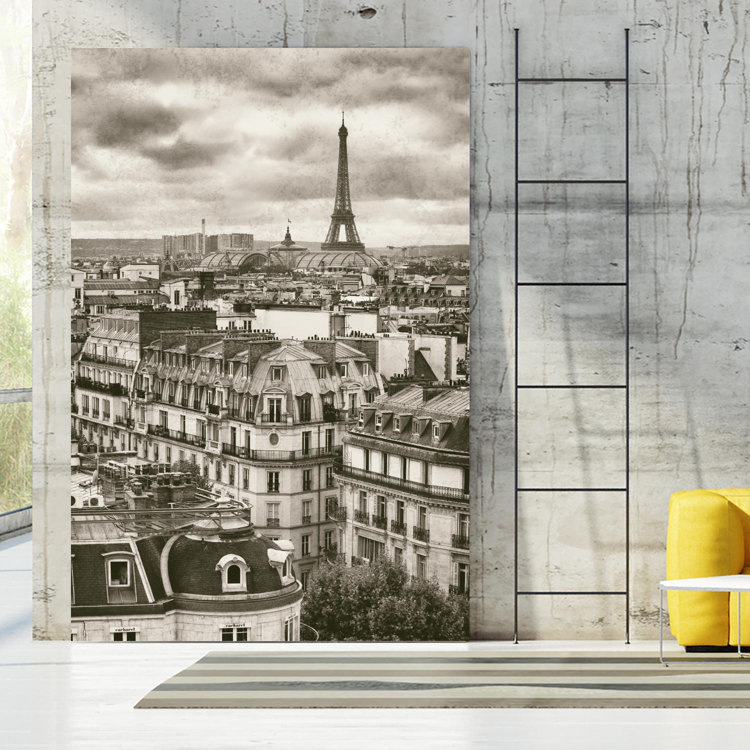 Rooftops and Eiffel by Jody Stuart on GIANT ART - white city scene