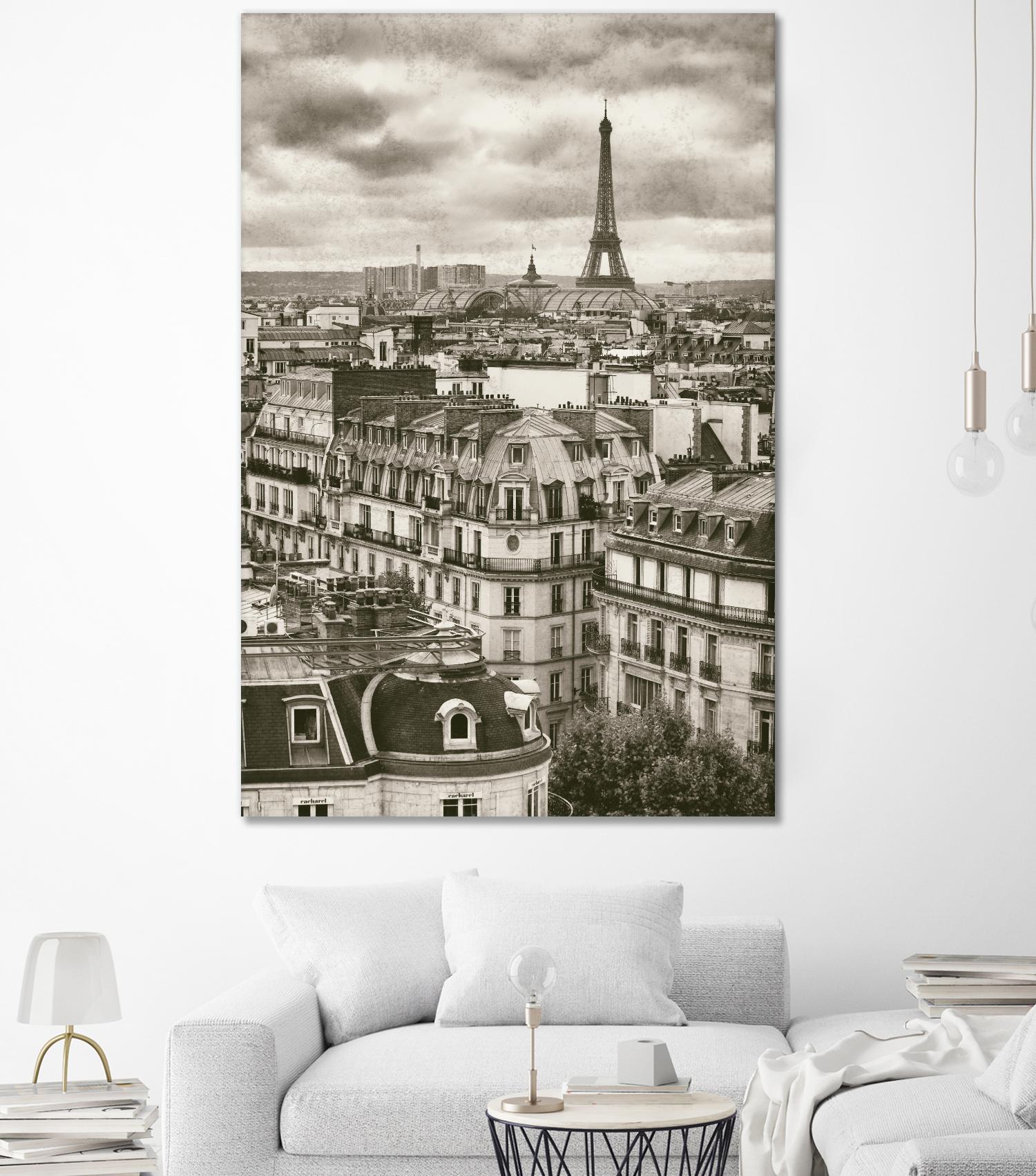 Rooftops and Eiffel by Jody Stuart on GIANT ART - white city scene