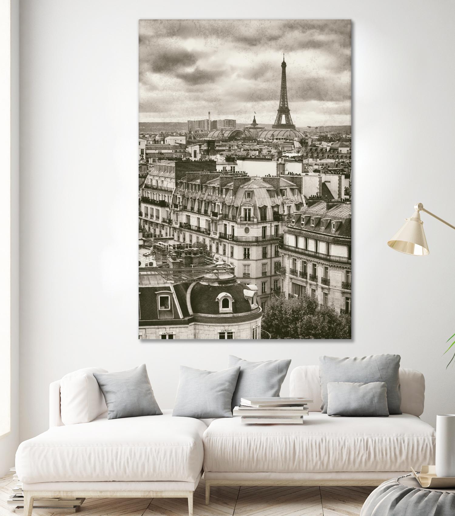 Rooftops and Eiffel by Jody Stuart on GIANT ART - white city scene