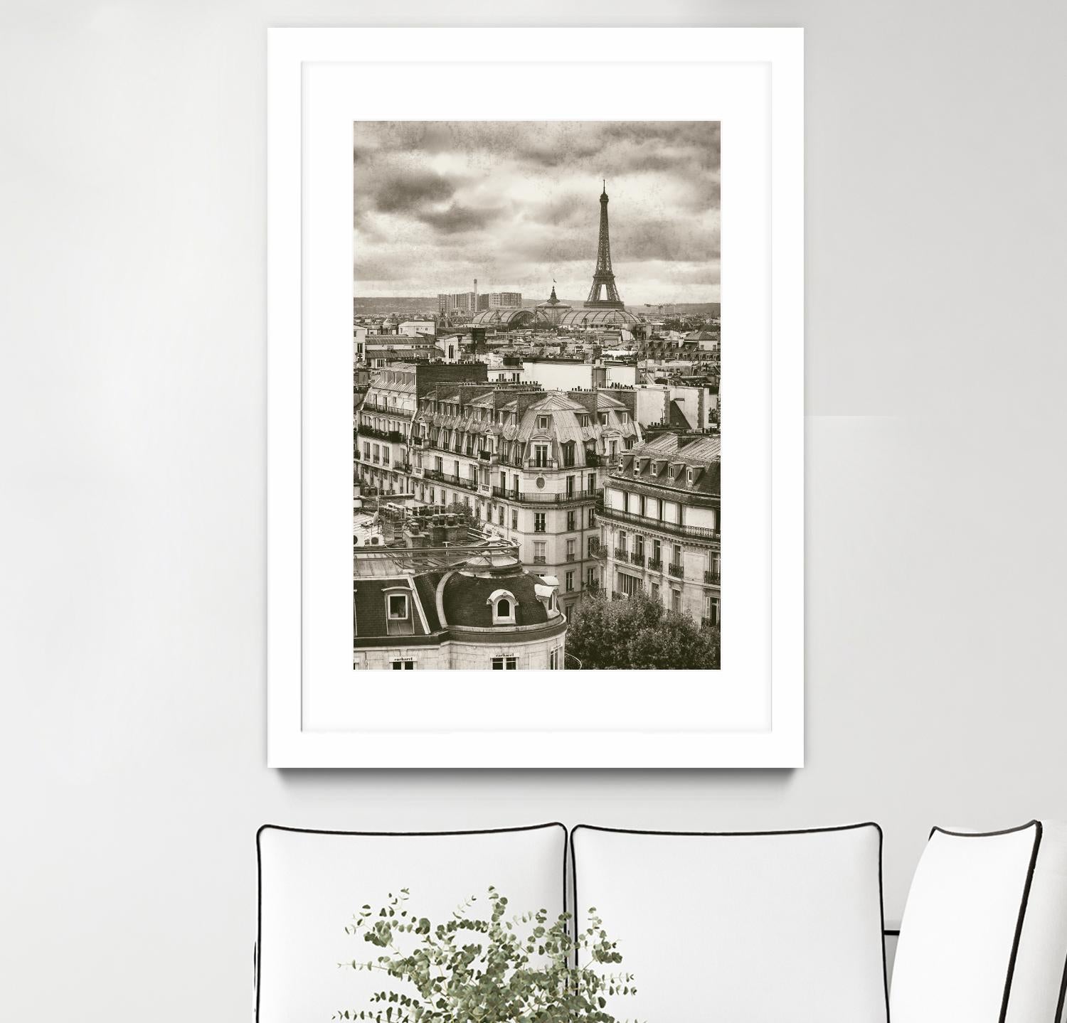 Rooftops and Eiffel by Jody Stuart on GIANT ART - white city scene