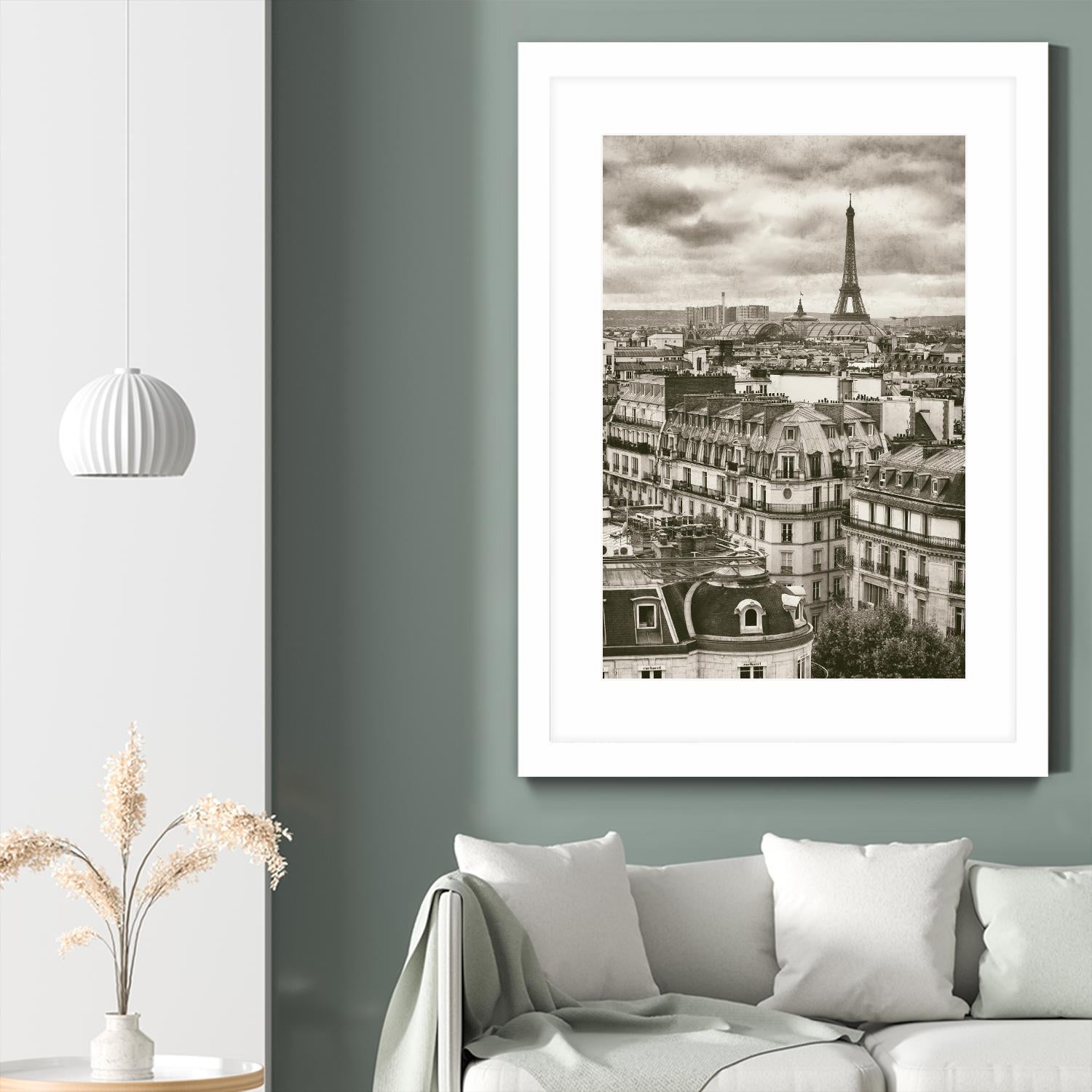 Rooftops and Eiffel by Jody Stuart on GIANT ART - white city scene