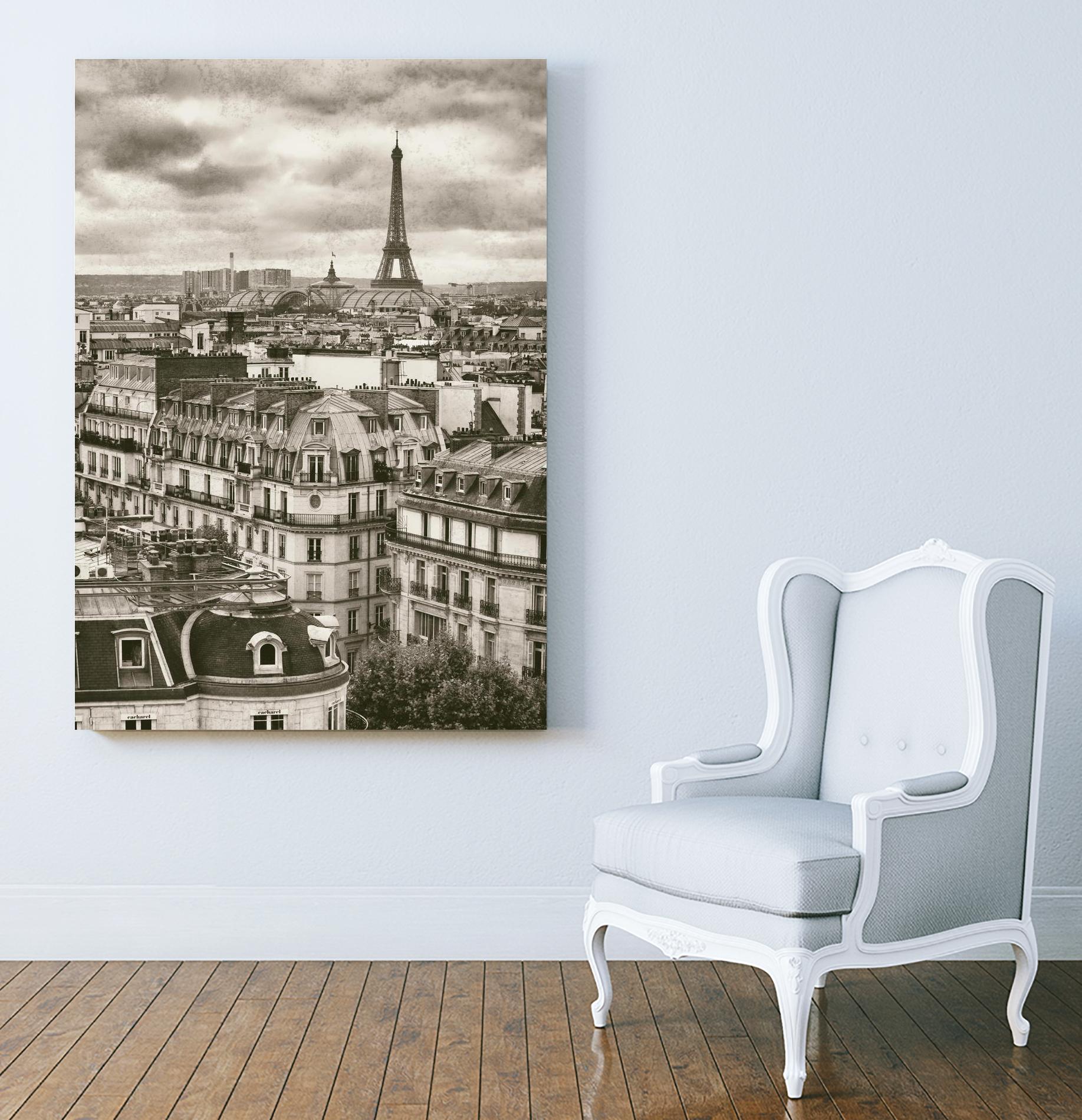Rooftops and Eiffel by Jody Stuart on GIANT ART - white city scene