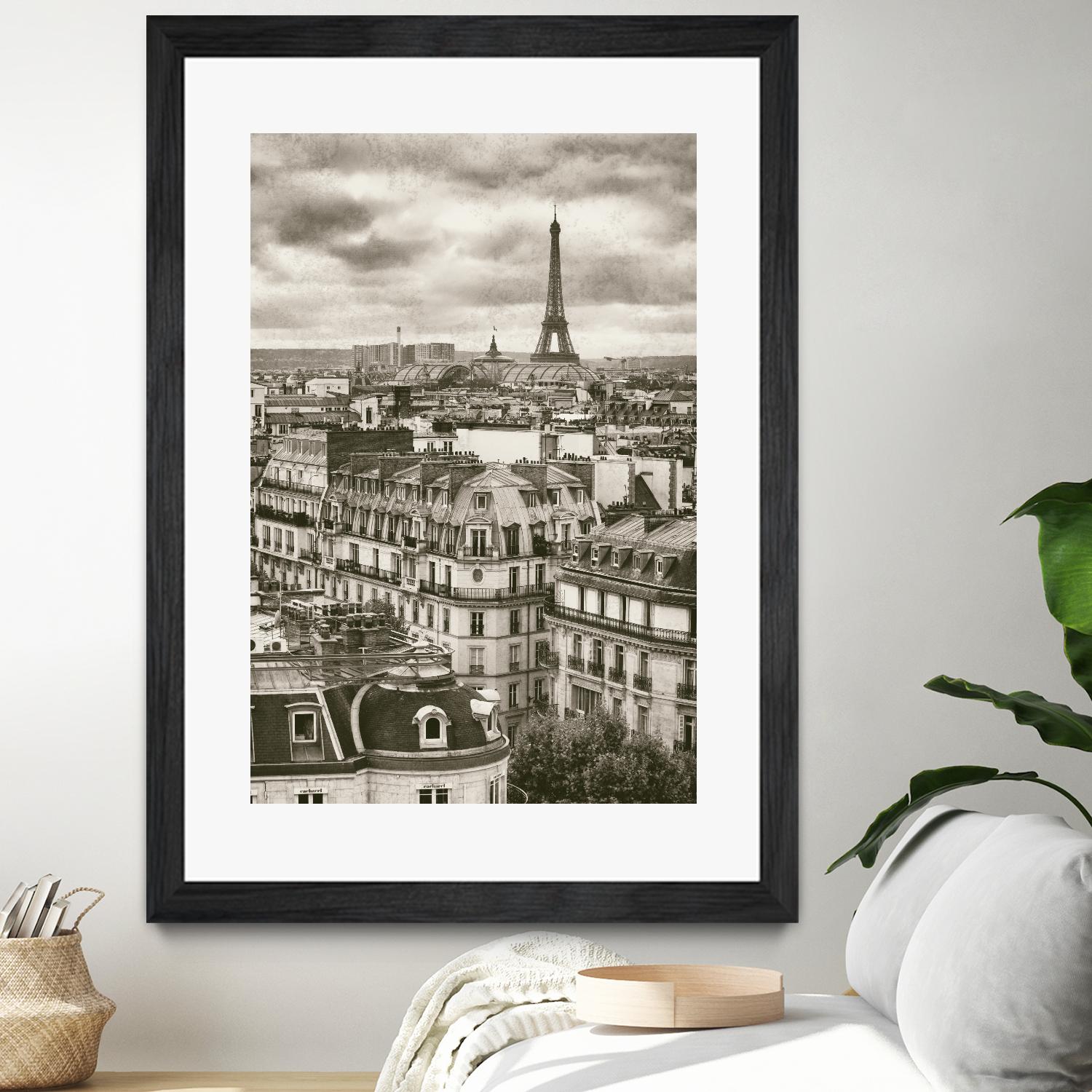 Rooftops and Eiffel by Jody Stuart on GIANT ART - white city scene