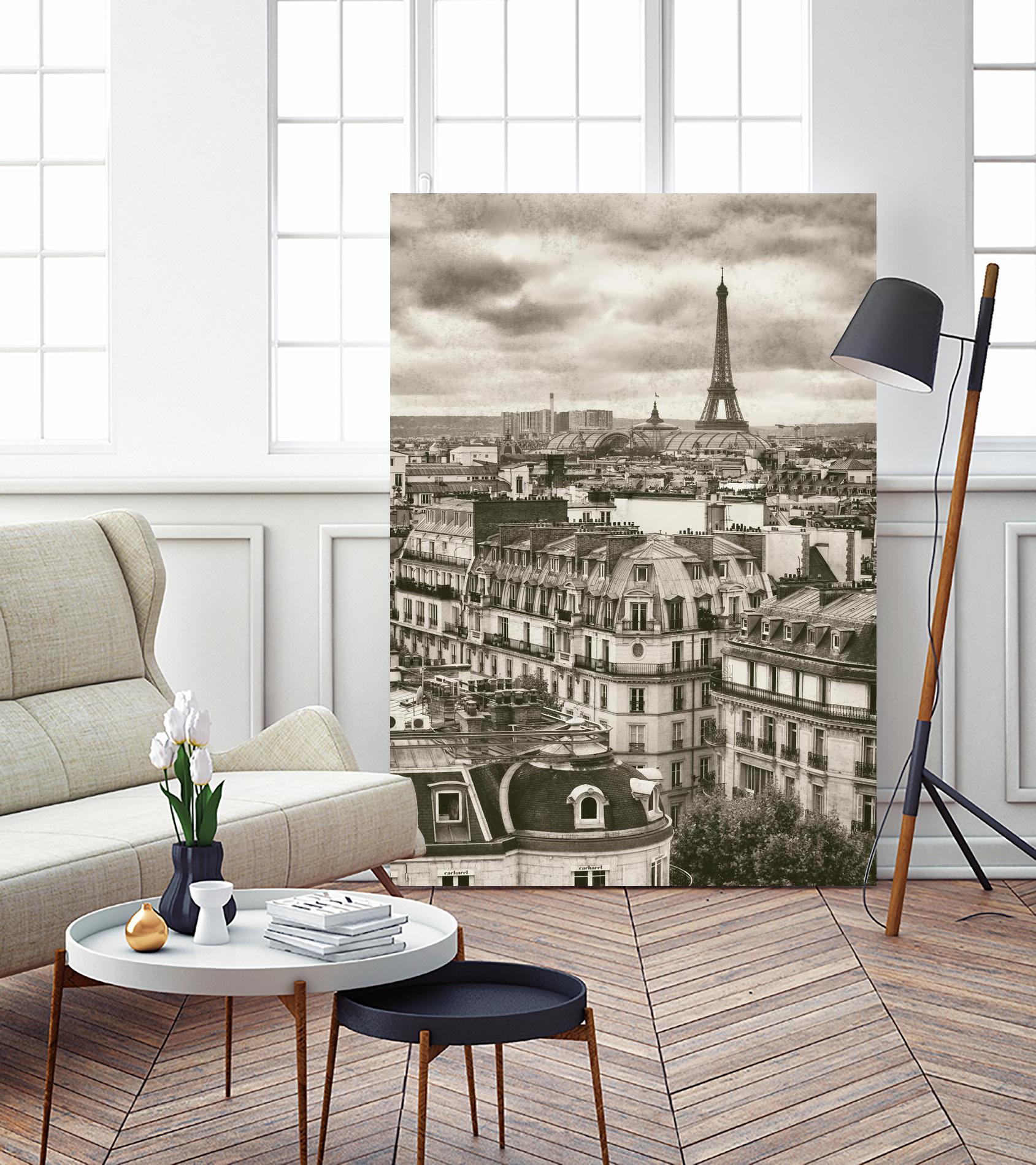 Rooftops and Eiffel by Jody Stuart on GIANT ART - white city scene