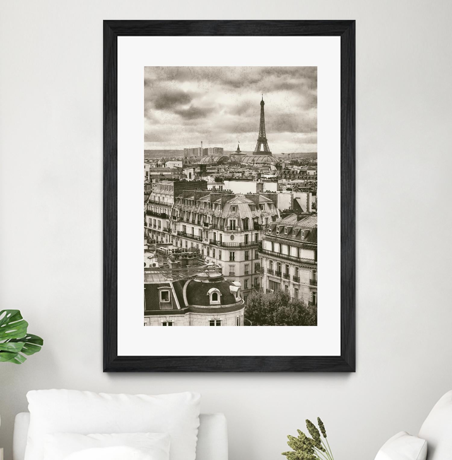Rooftops and Eiffel by Jody Stuart on GIANT ART - white city scene