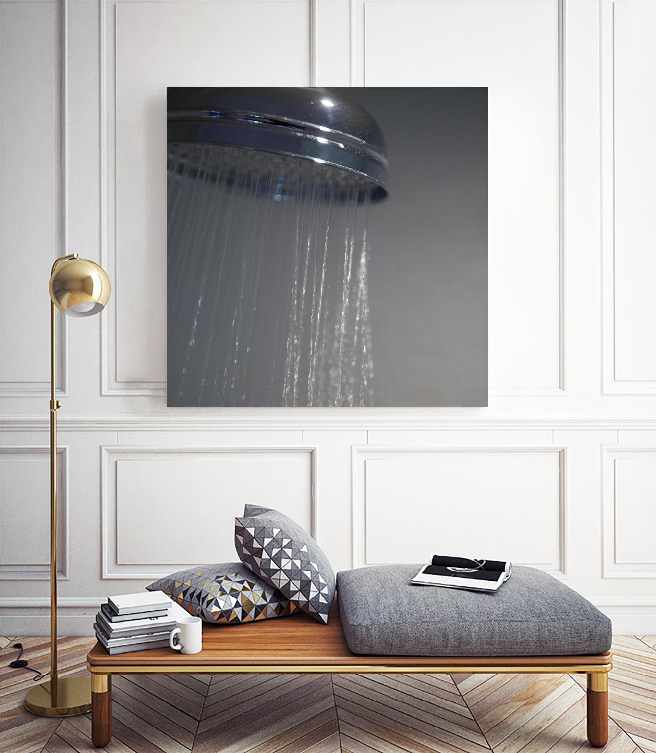 Spa Shower III by Keith Levit on GIANT ART - grey bathroom