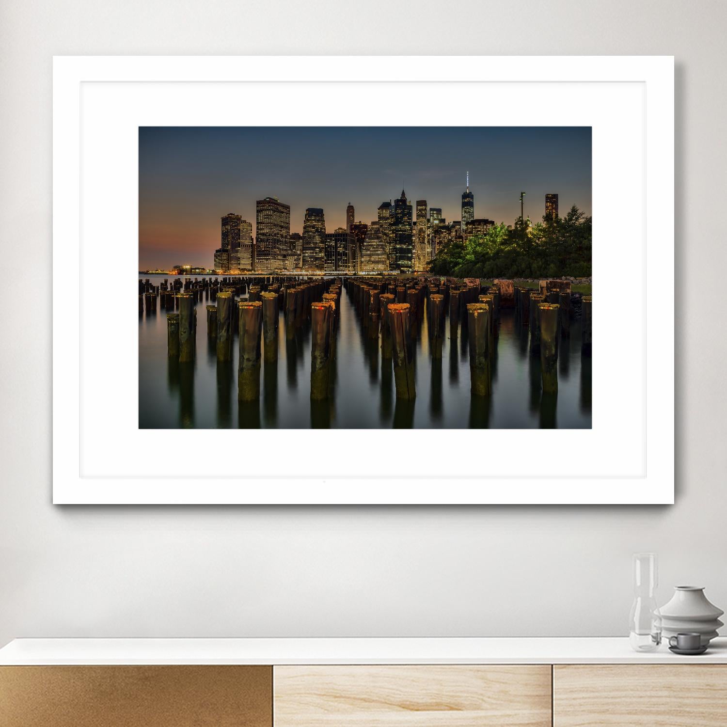 Lower Manhattan at Twilight by Franklin J. Kearney on GIANT ART - yellow city scene