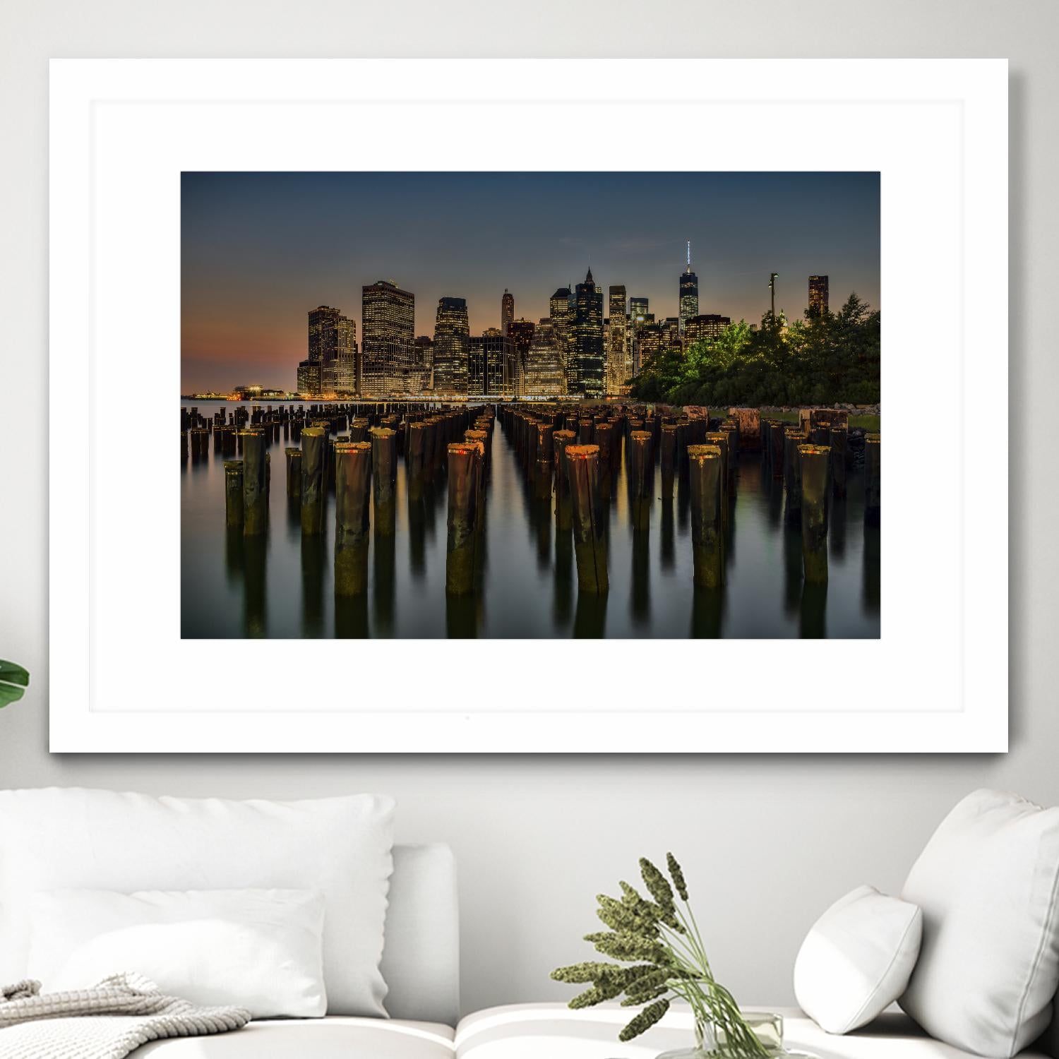 Lower Manhattan at Twilight by Franklin J. Kearney on GIANT ART - yellow city scene