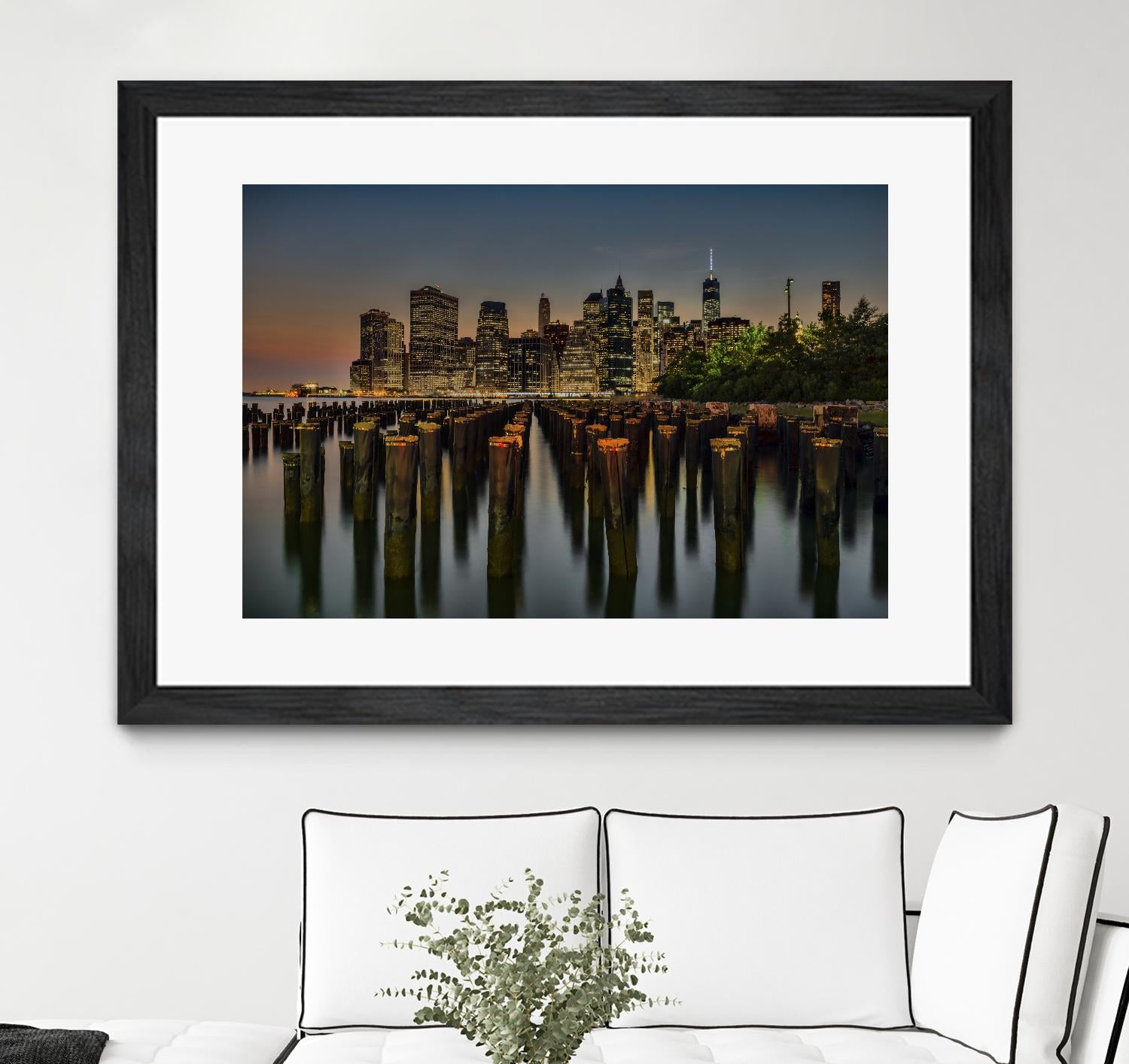 Lower Manhattan at Twilight by Franklin J. Kearney on GIANT ART - yellow city scene