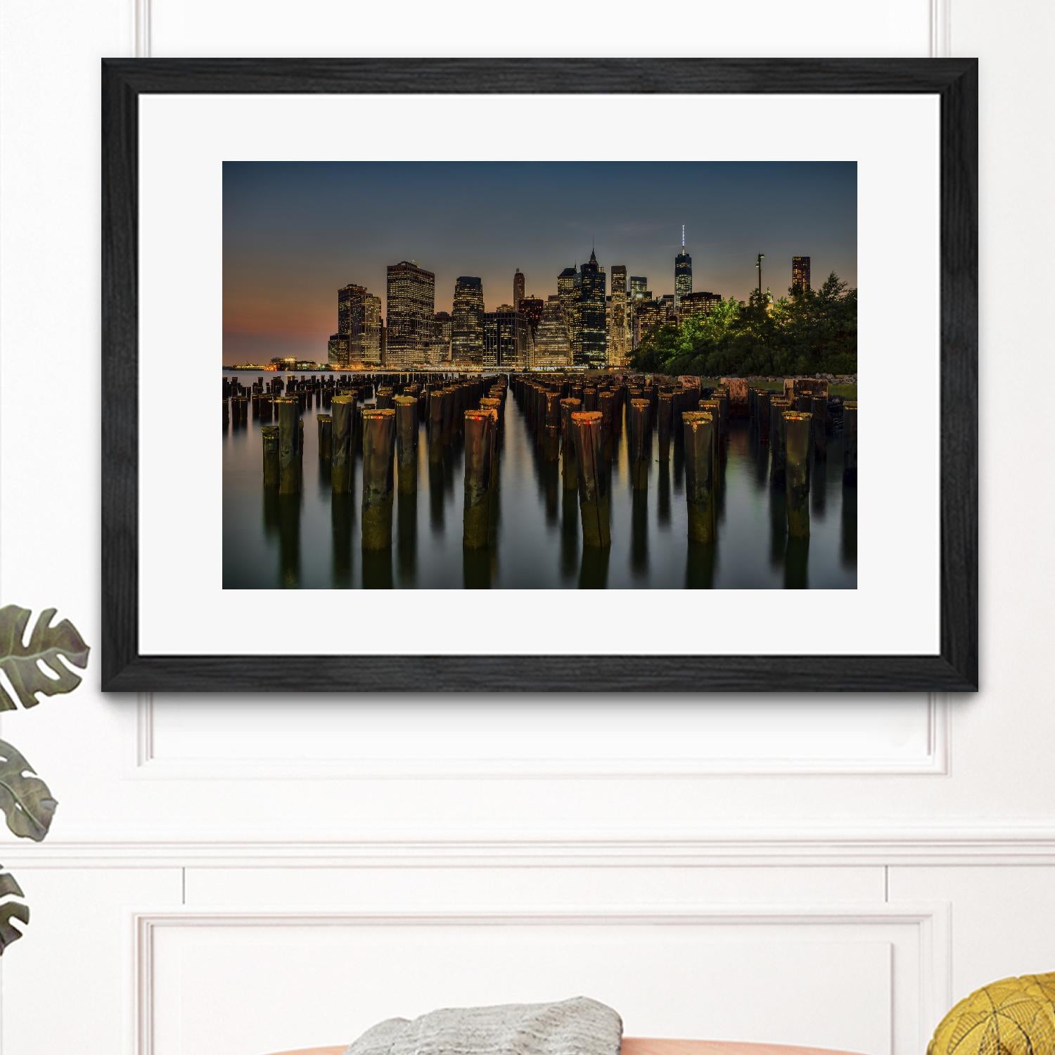 Lower Manhattan at Twilight by Franklin J. Kearney on GIANT ART - yellow city scene