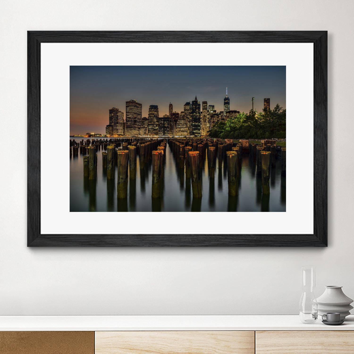 Lower Manhattan at Twilight by Franklin J. Kearney on GIANT ART - yellow city scene