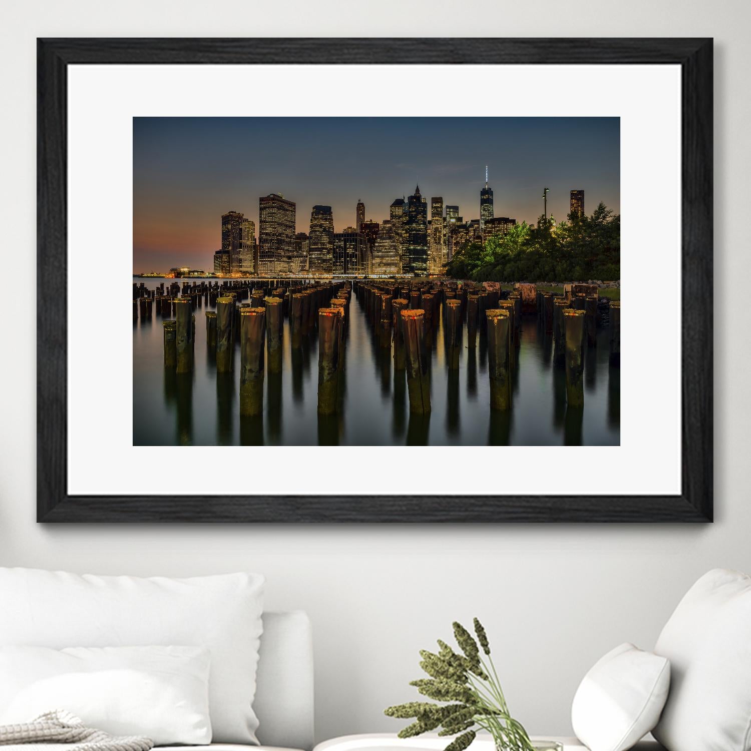 Lower Manhattan at Twilight by Franklin J. Kearney on GIANT ART - yellow city scene
