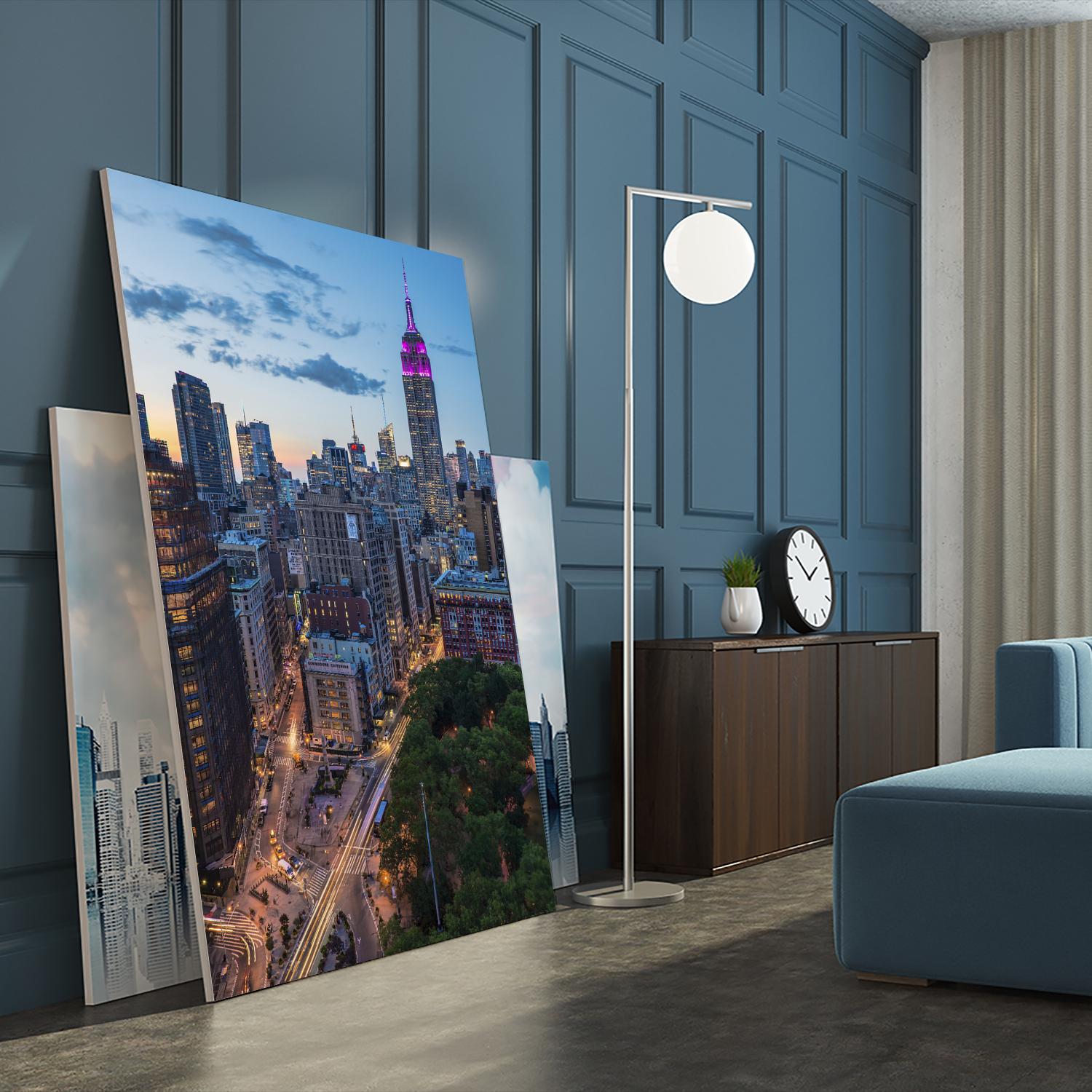 Manhattan Skyline at Twilight by Franklin J. Kearney on GIANT ART - yellow city scene