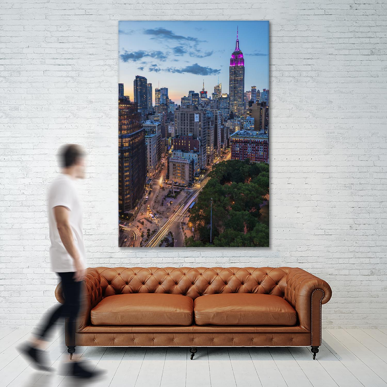 Manhattan Skyline at Twilight by Franklin J. Kearney on GIANT ART - yellow city scene