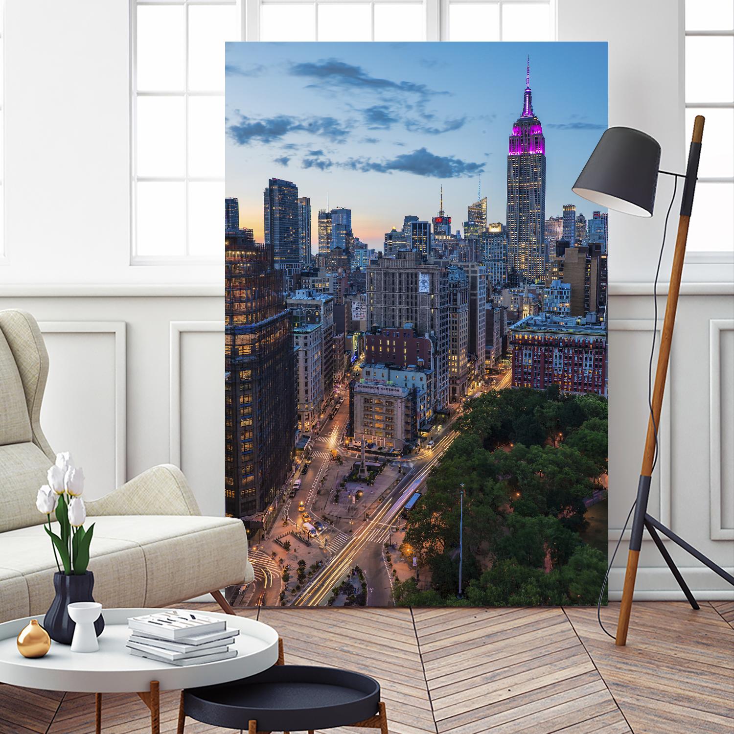 Manhattan Skyline at Twilight by Franklin J. Kearney on GIANT ART - yellow city scene