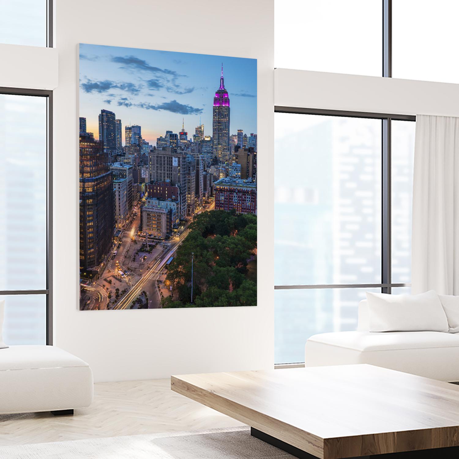 Manhattan Skyline at Twilight by Franklin J. Kearney on GIANT ART - yellow city scene