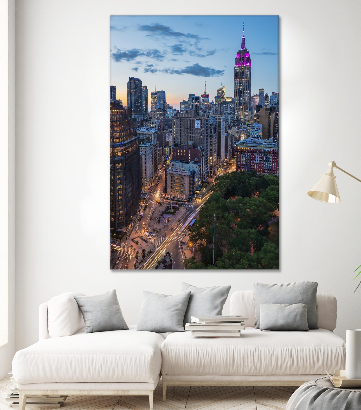 Manhattan Skyline at Twilight by Franklin J. Kearney on GIANT ART - yellow city scene