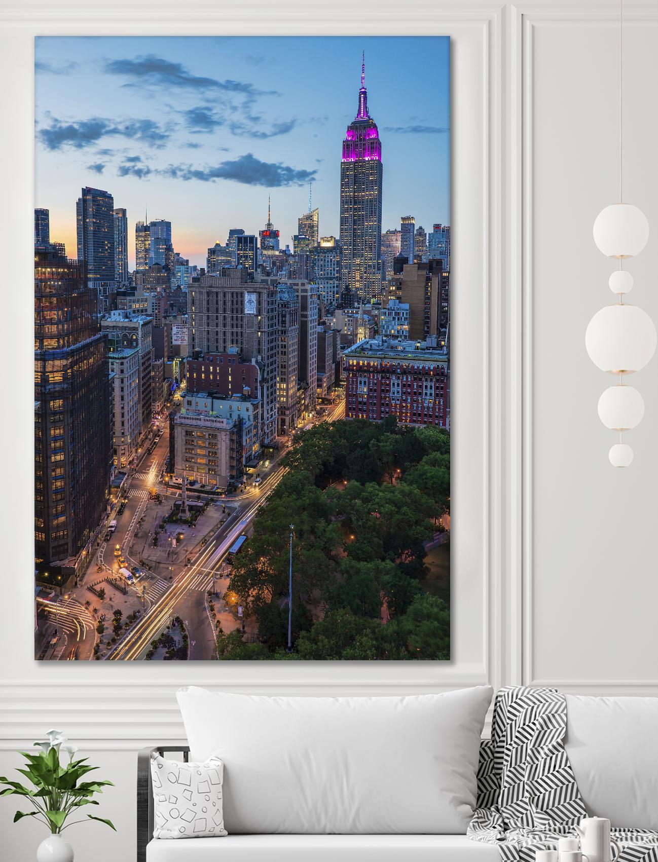 Manhattan Skyline at Twilight by Franklin J. Kearney on GIANT ART - yellow city scene