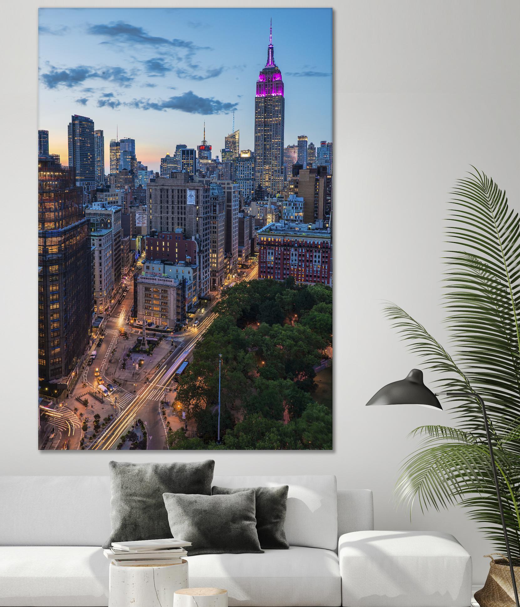 Manhattan Skyline at Twilight by Franklin J. Kearney on GIANT ART - yellow city scene