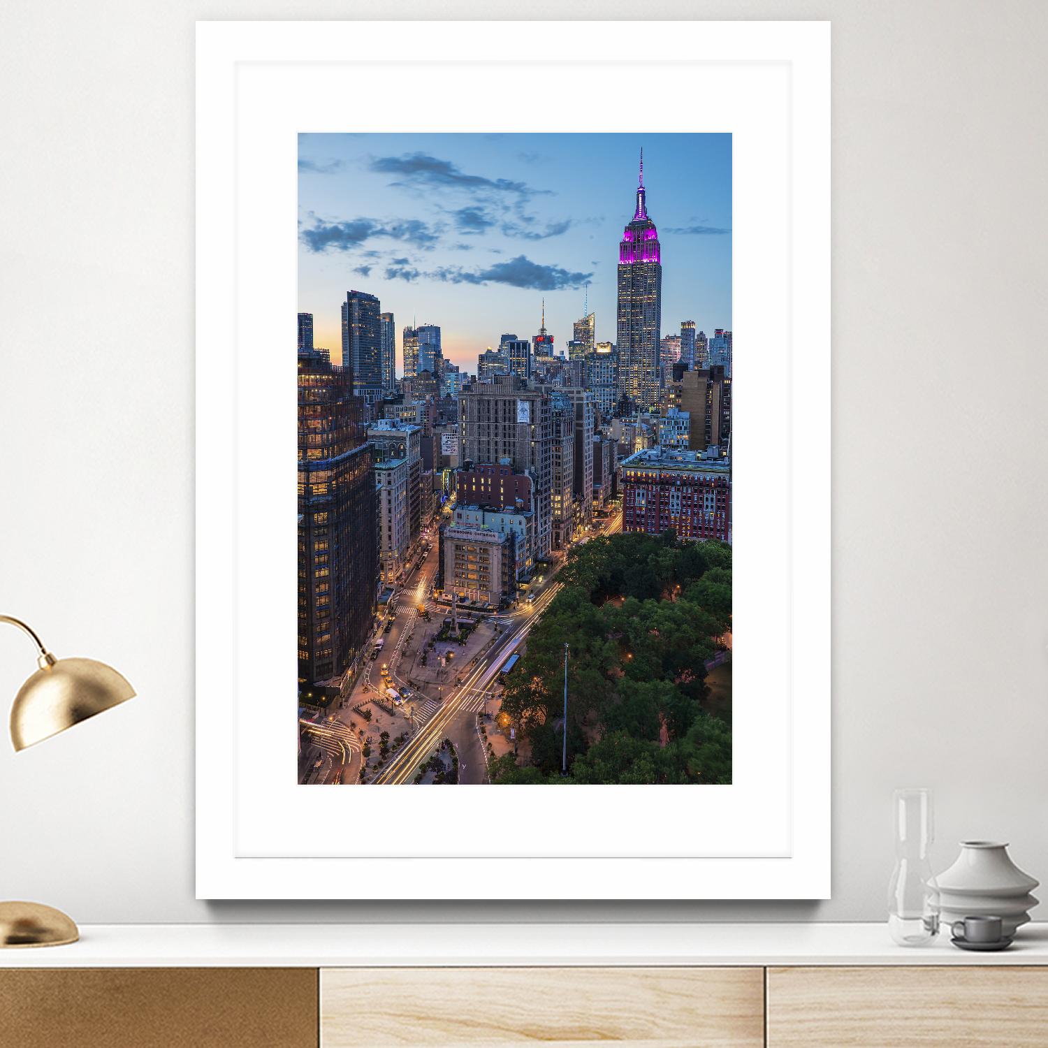 Manhattan Skyline at Twilight by Franklin J. Kearney on GIANT ART - yellow city scene