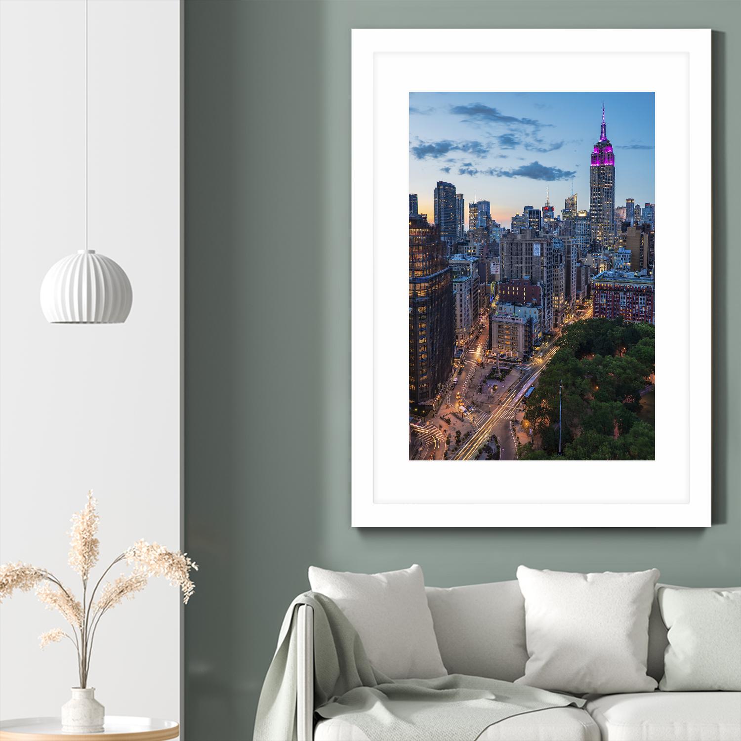 Manhattan Skyline at Twilight by Franklin J. Kearney on GIANT ART - yellow city scene