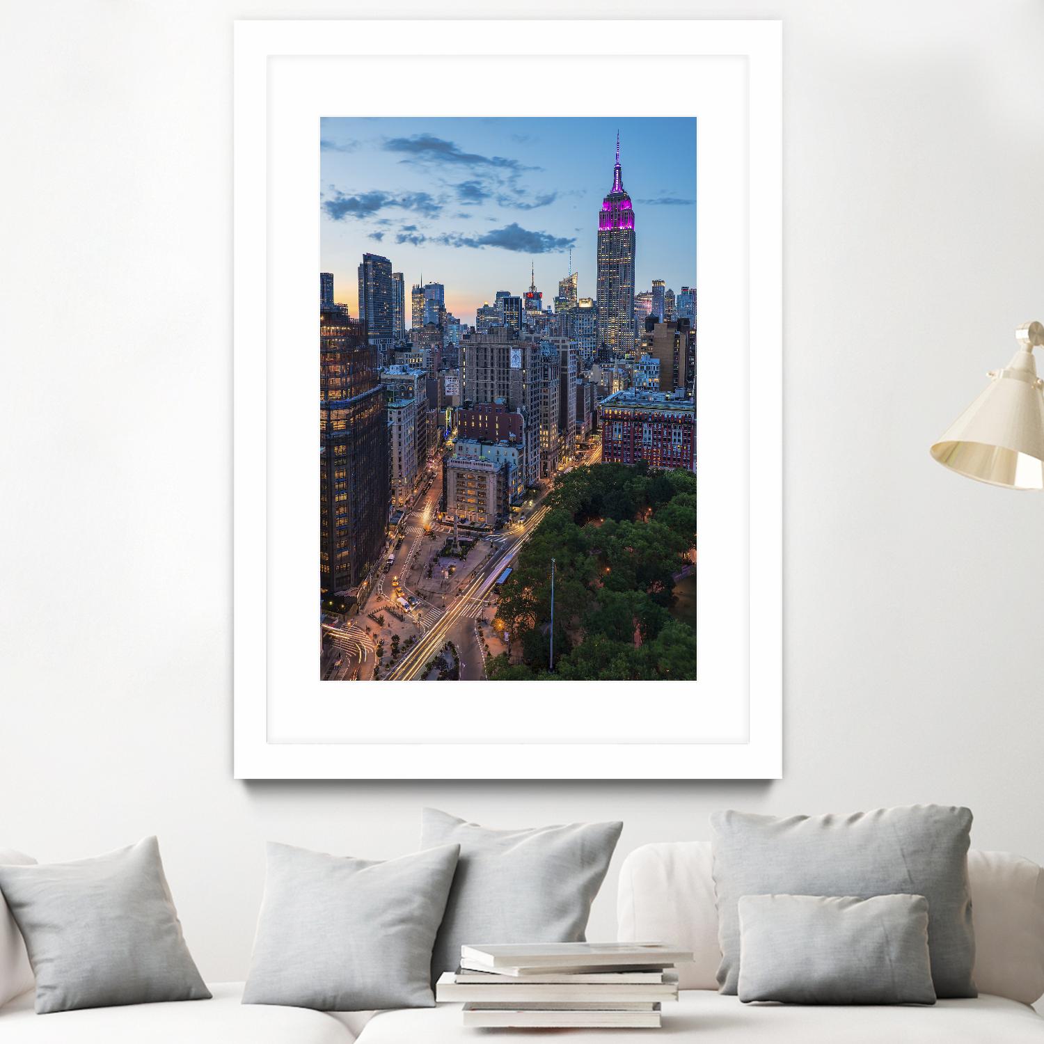 Manhattan Skyline at Twilight by Franklin J. Kearney on GIANT ART - yellow city scene