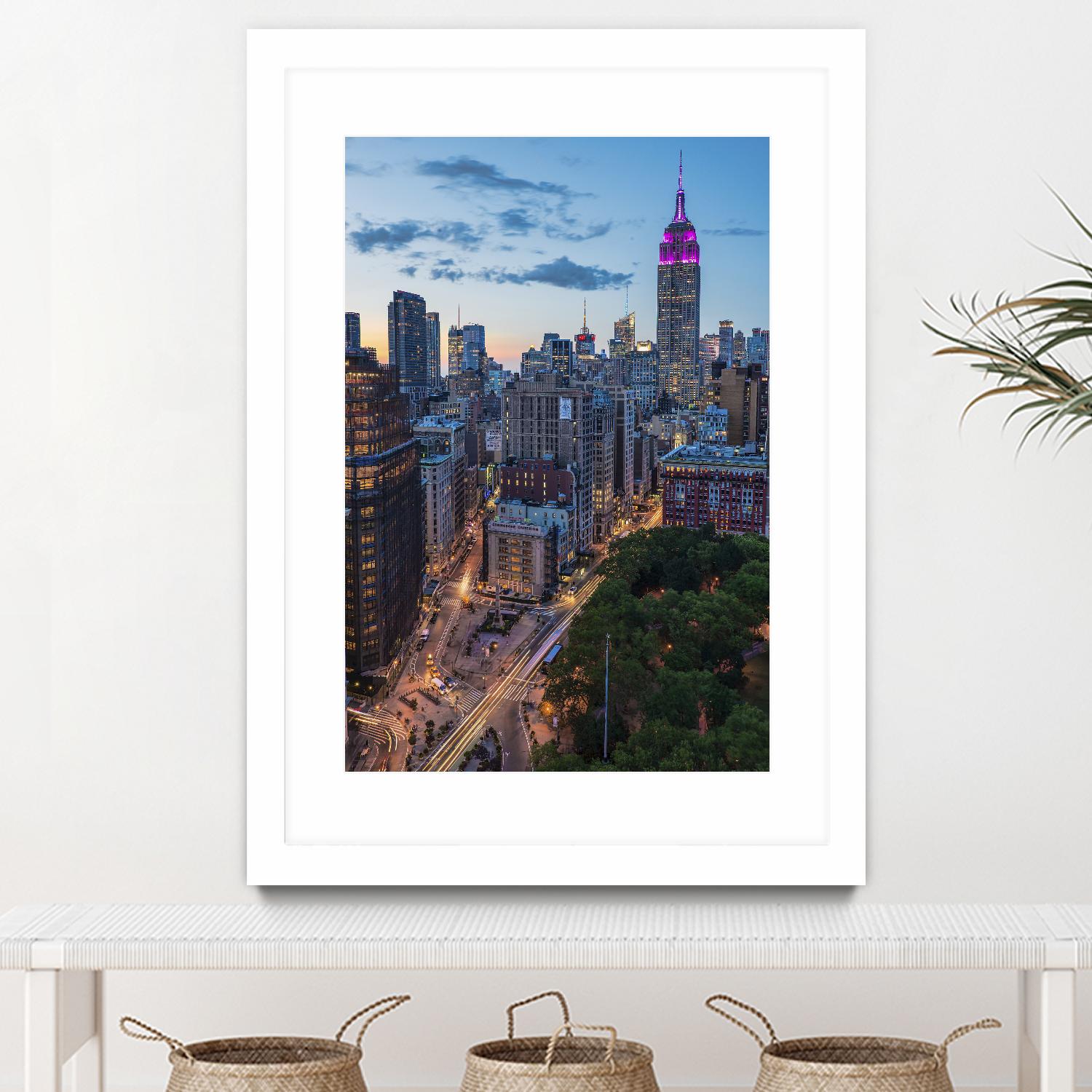 Manhattan Skyline at Twilight by Franklin J. Kearney on GIANT ART - yellow city scene