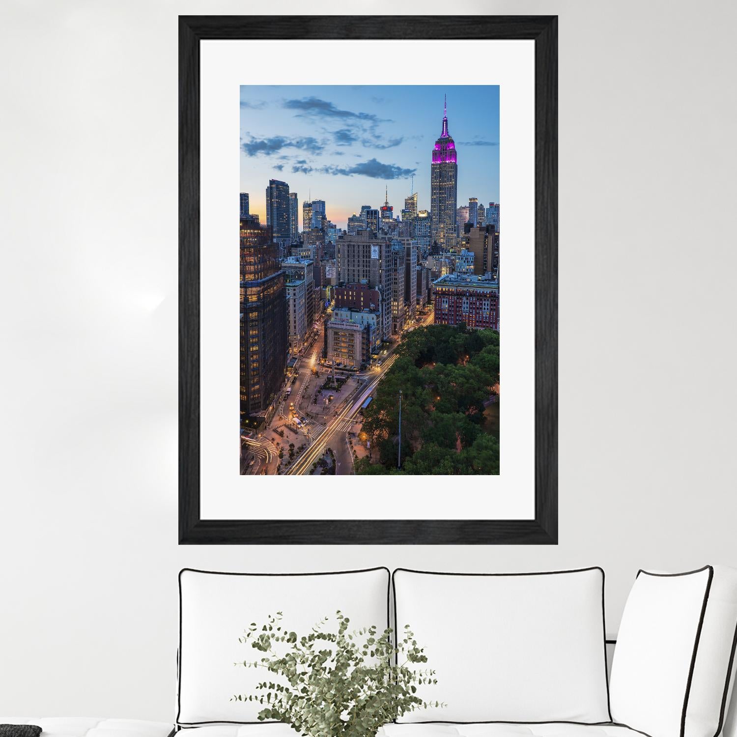 Manhattan Skyline at Twilight by Franklin J. Kearney on GIANT ART - yellow city scene