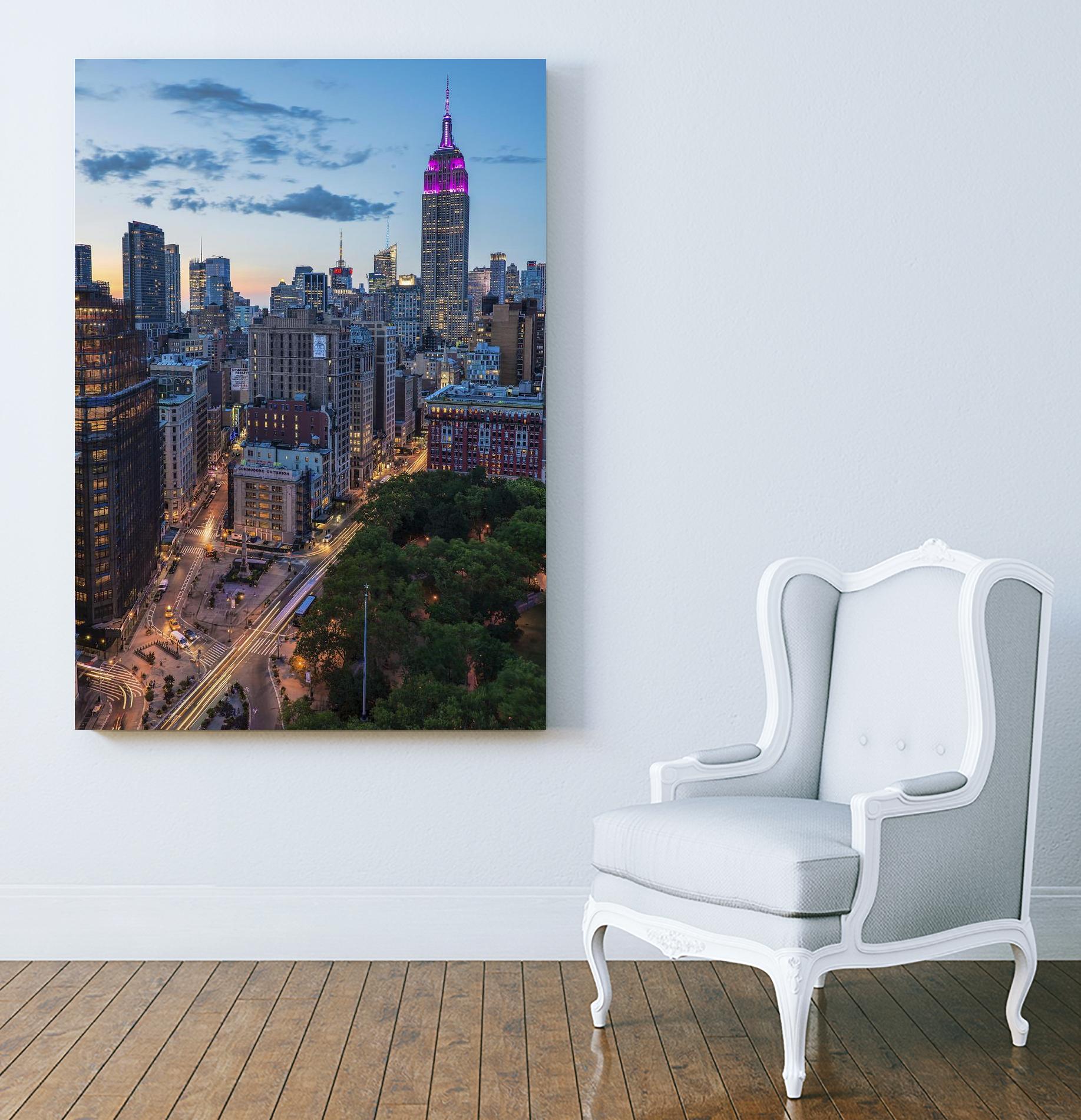 Manhattan Skyline at Twilight by Franklin J. Kearney on GIANT ART - yellow city scene