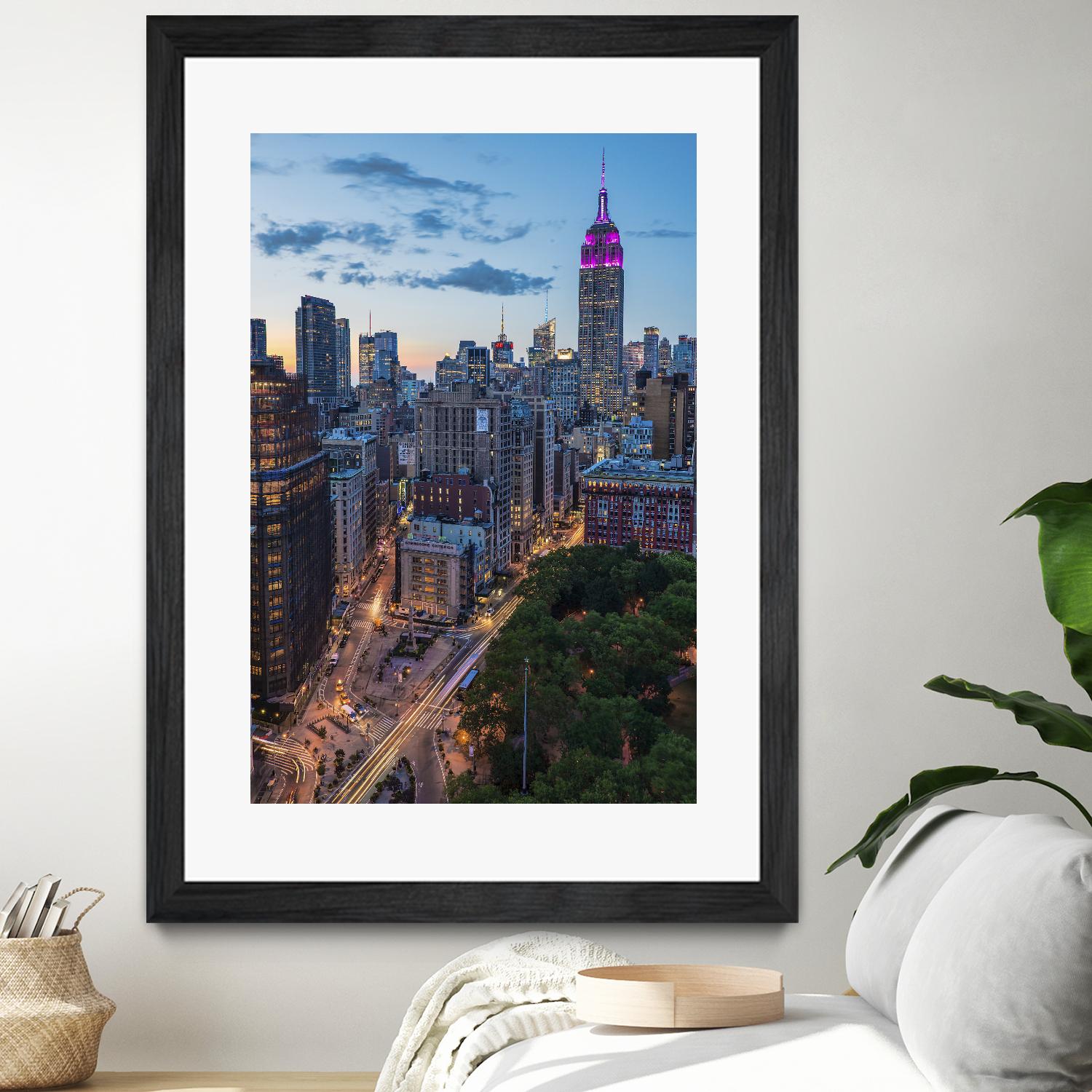 Manhattan Skyline at Twilight by Franklin J. Kearney on GIANT ART - yellow city scene