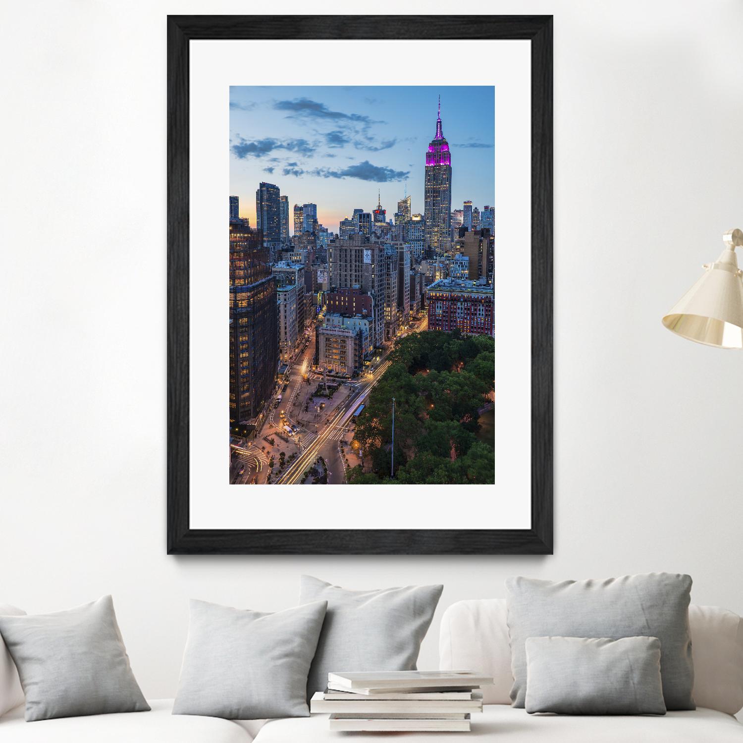 Manhattan Skyline at Twilight by Franklin J. Kearney on GIANT ART - yellow city scene